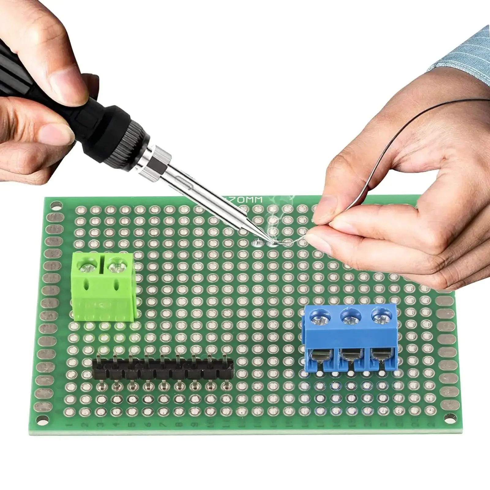 Dope DIY PCB Prototype Kit With 58 Pieces In Six Sizes Double Sided Solder Boards 2.54mm 40 Pin Header Connectors And 5mm KF301 Terminal Blocks For Easy Soldering And Arduino Projects - Image 4