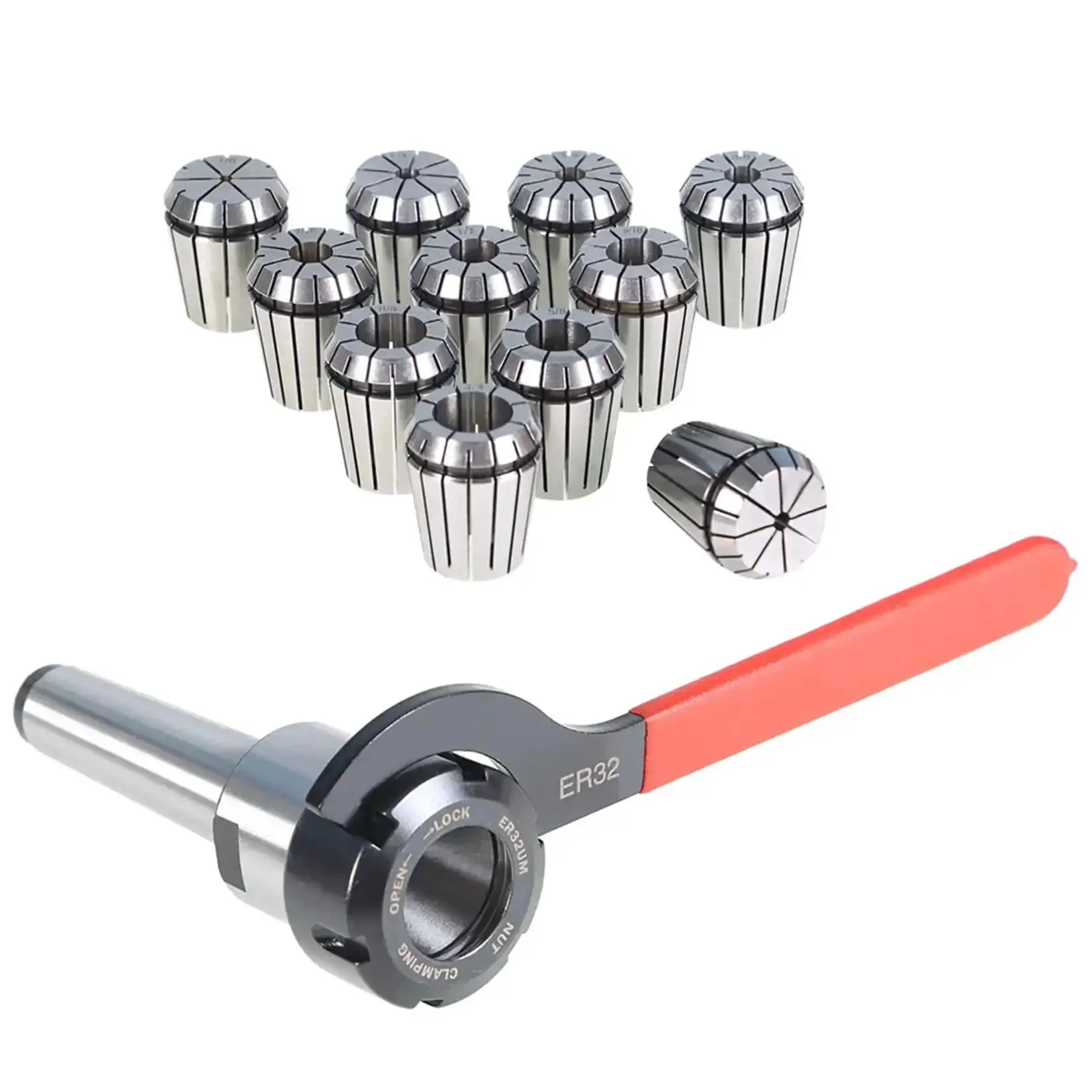 Dope ER32 Collet Chuck Tool Holder Set With 11 Piece Collet Set And Box For CNC Engraving Machine And Milling Lathe Tools Shank Compatible 1 To 20mm Clamping Range 0.0005 Inch Precision Durable Alloy Steel Construction - Image 6