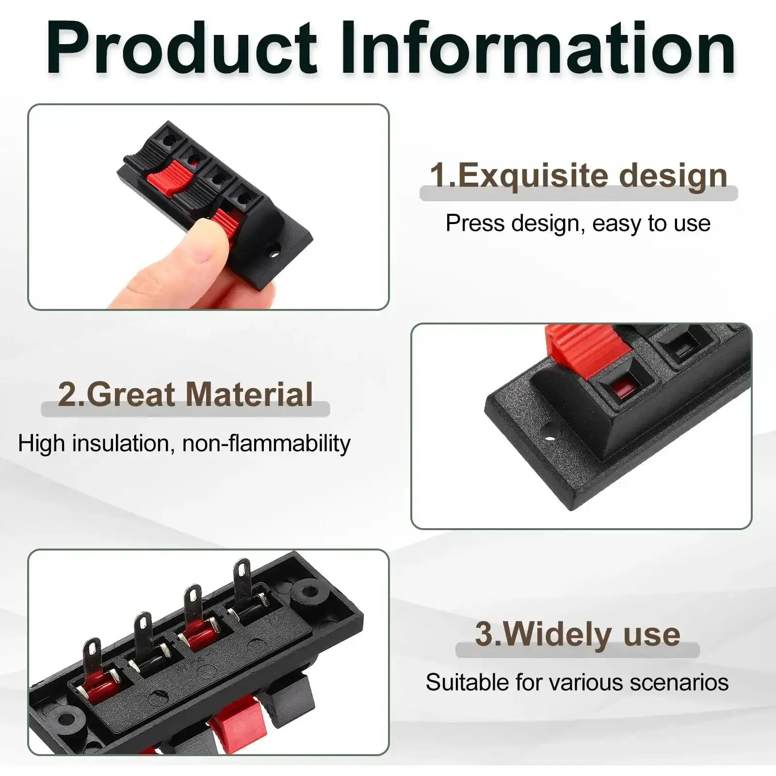 Dope Four Way Spring Terminal Clip Push Release Connector Plate Jack Socket For Speaker Terminal Strip WP41 Eight Pieces Red Black Polarity 70mm By 24mm By 33mm Ideal For Custom Speaker Upgrades And Dyi Audio Projects - Image 5