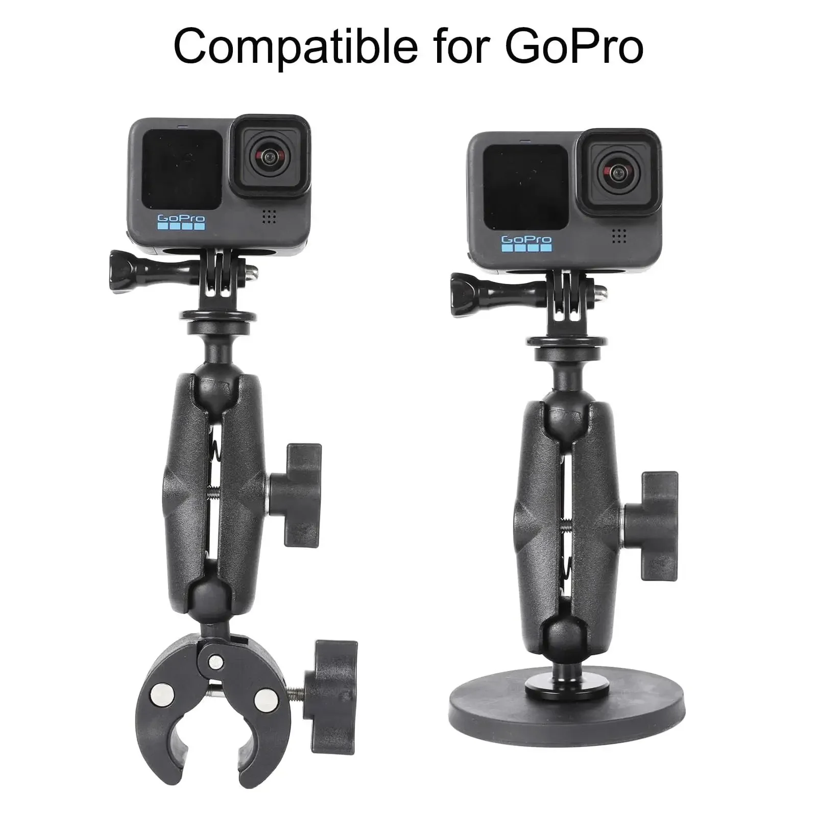 Dope Motorcycle Handlebar Magnetic Mount Kit For Action Cameras With 1/4 Inch Thread 360 Degree Rotating Ball Head Clamp Durable GoPro And Insta360 Mounts Works With X3 X4 X5 And GoPro Hero 13 12 11 10 9 8 - Image 3