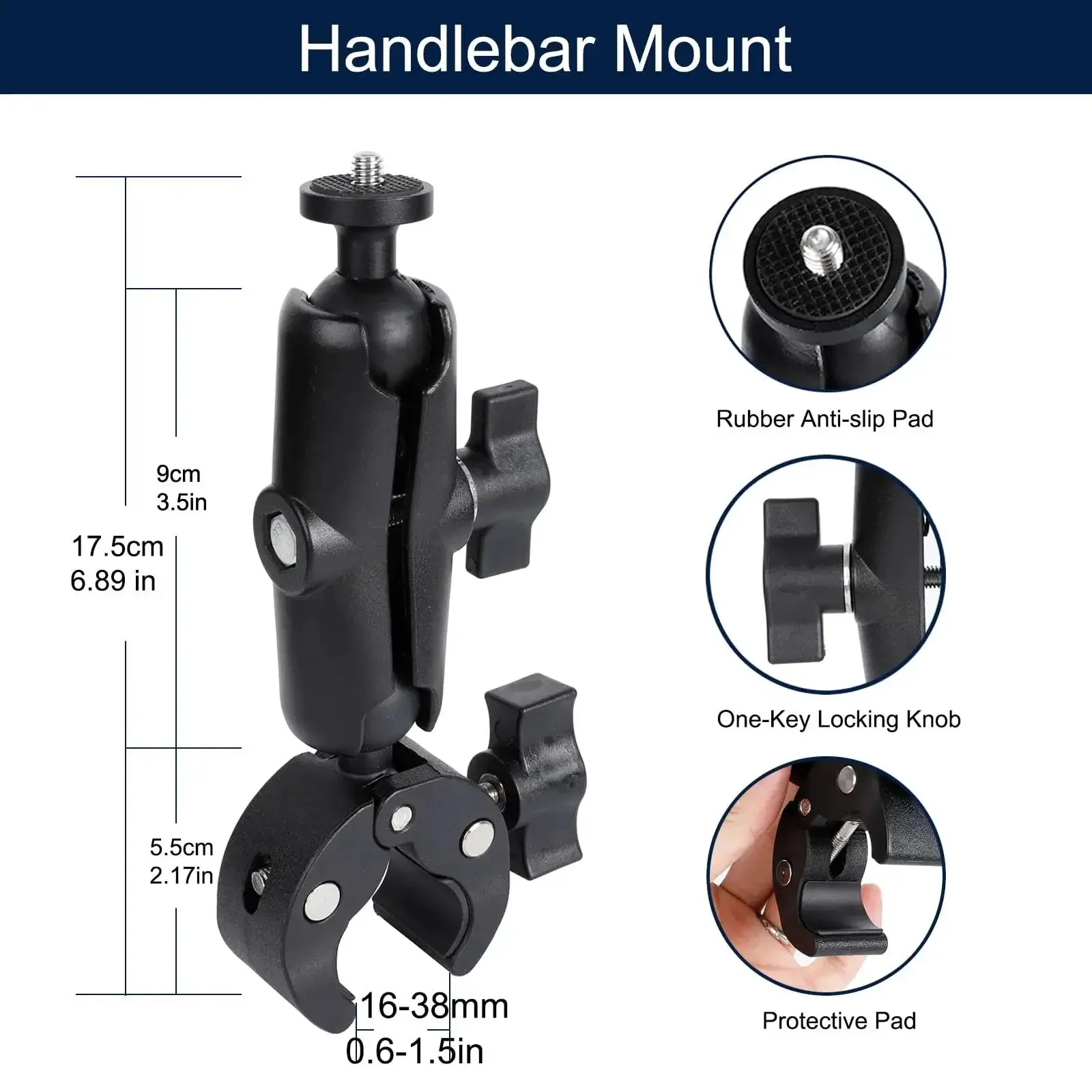 Dope Motorcycle Handlebar Magnetic Mount Kit For Action Cameras With 1/4 Inch Thread 360 Degree Rotating Ball Head Clamp Durable GoPro And Insta360 Mounts Works With X3 X4 X5 And GoPro Hero 13 12 11 10 9 8 - Image 7