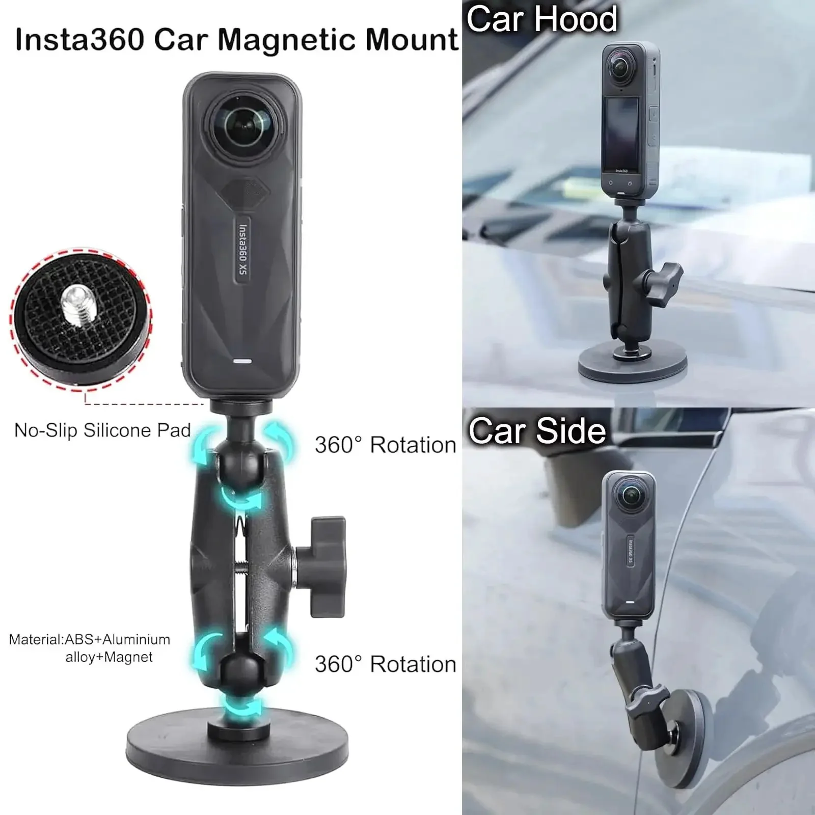 Dope Motorcycle Handlebar Magnetic Mount Kit For Action Cameras With 1/4 Inch Thread 360 Degree Rotating Ball Head Clamp Durable GoPro And Insta360 Mounts Works With X3 X4 X5 And GoPro Hero 13 12 11 10 9 8 - Image 8