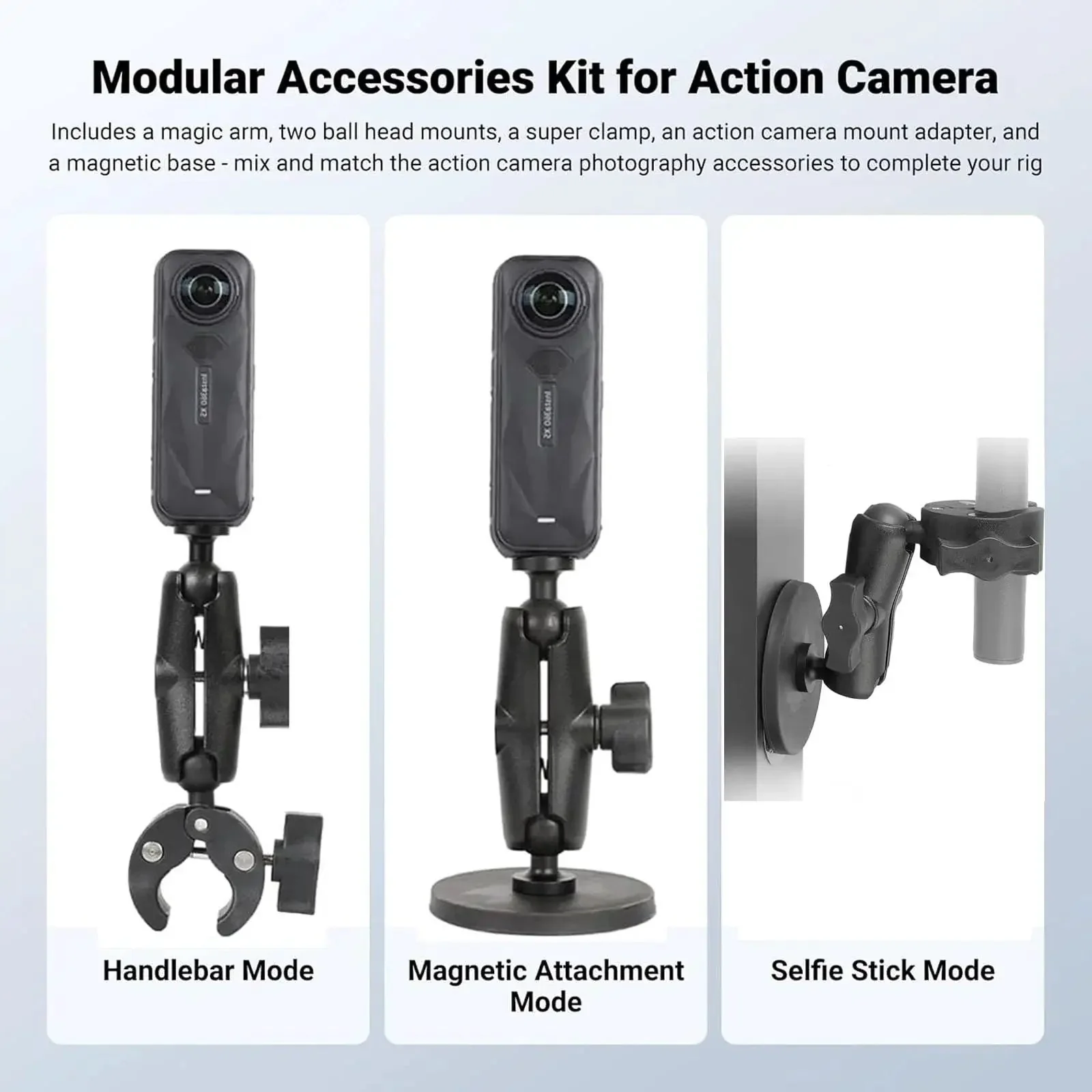 Dope Motorcycle Handlebar Magnetic Mount Kit For Action Cameras With 1/4 Inch Thread 360 Degree Rotating Ball Head Clamp Durable GoPro And Insta360 Mounts Works With X3 X4 X5 And GoPro Hero 13 12 11 10 9 8 - Image 9