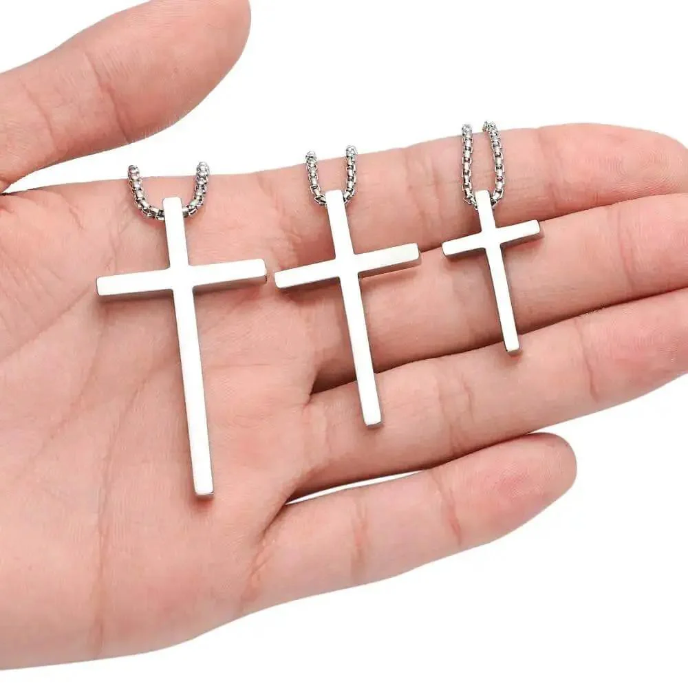 Dope Silver Stainless Steel Cross Necklace For Men, 20 Inch Box Chain Pendant, Hypoallergenic And Lead Free, Durable Christian Jewelry Gift For Catholic Men, Everyday Wear And Spiritual Style - Image 5