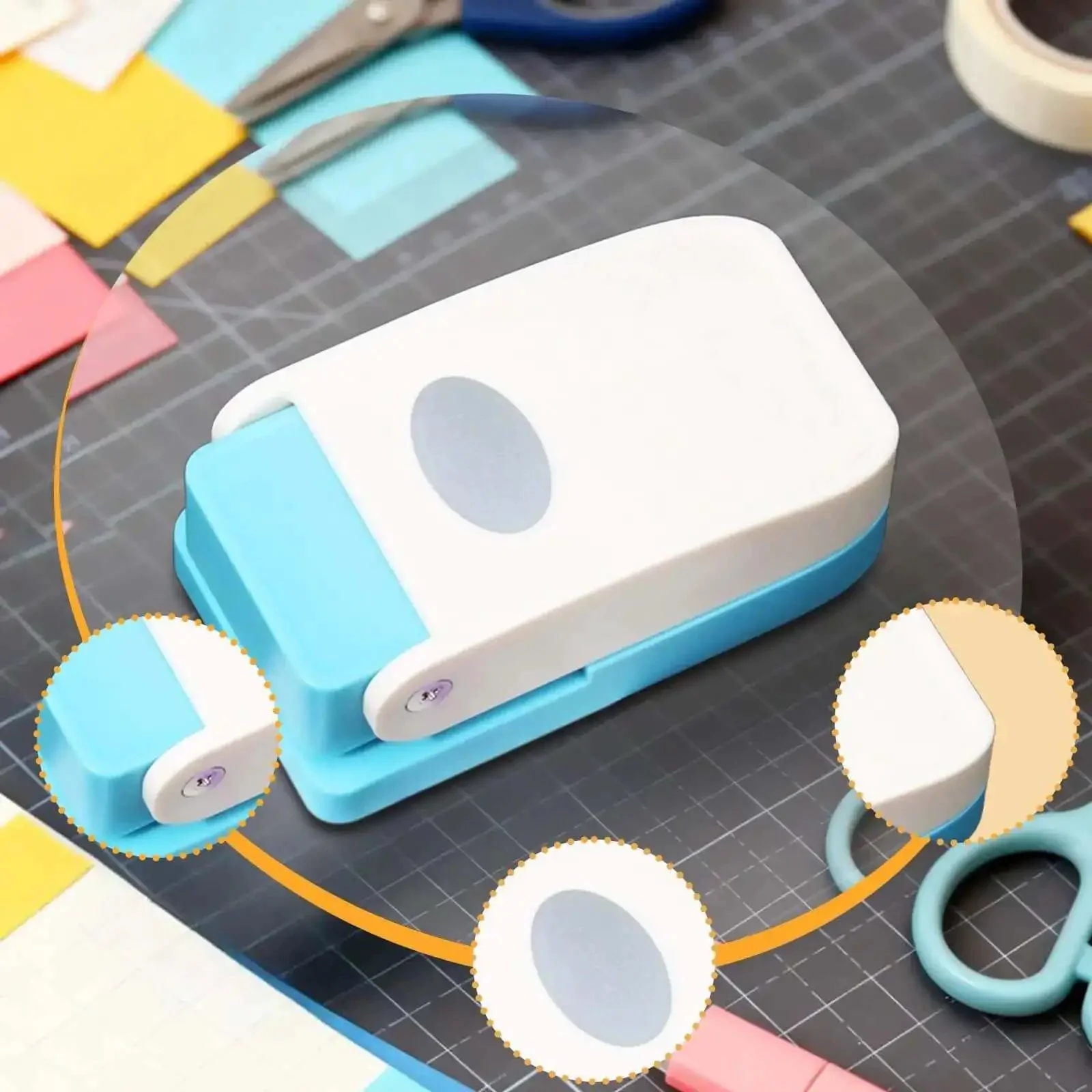 Dope Tiny Paper Punch Hole Puncher For Scrapbooking And Photo Albums, Oval Shape, Acrylic And Metal Cutter, Durable Craft Tool For Kids, School And Office Supplies, Card Making, Diy Albums - Image 2