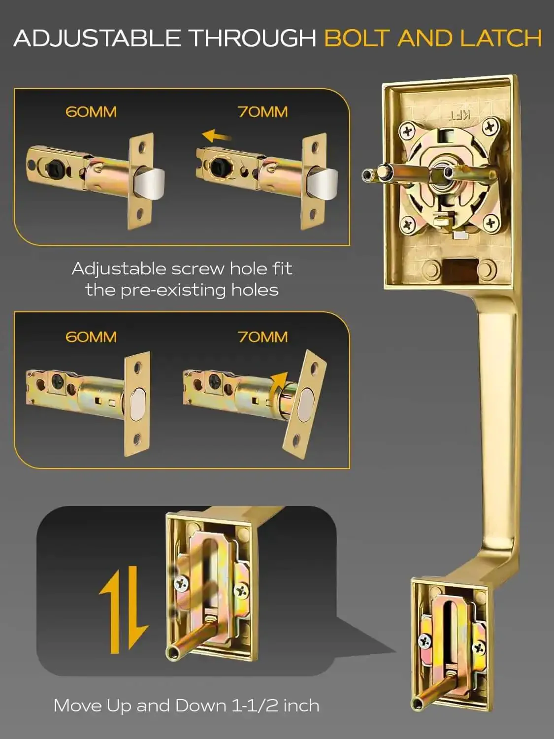 Double Front Door Handle Set With Satin Brass Exterior Lock Front Door Handle And Single Cylinder Deadbolt Heavy Duty Door Hardware Built For Easy No Fuss Home Entry Security - Image 3