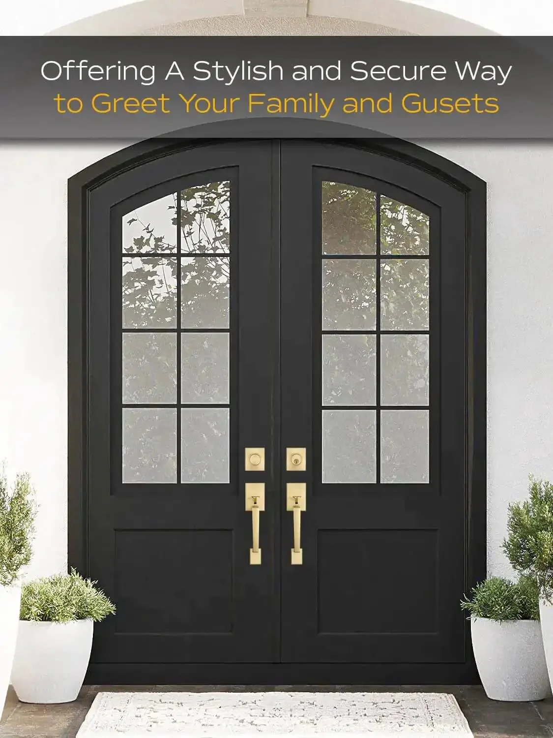 Double Front Door Handle Set With Satin Brass Exterior Lock Front Door Handle And Single Cylinder Deadbolt Heavy Duty Door Hardware Built For Easy No Fuss Home Entry Security - Image 9