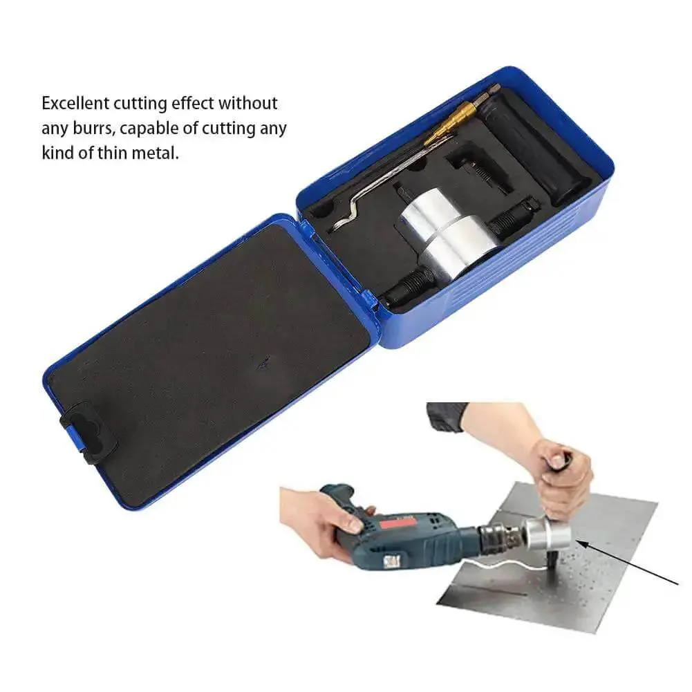 Double Head Metal Nibbler Cutter Kit For Drill Powered Projects, Six Piece Drill Attachment With Interchangeable Heads, 360 Degree Adjustable For Smooth Thin Metal Cutting, Auto Repair And DIYers - Image 6