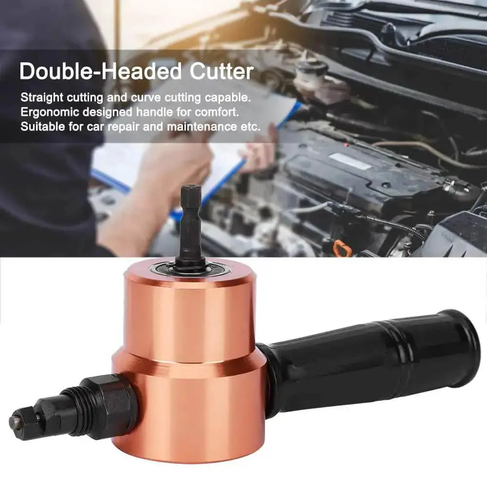 Double Head Metal Nibbler Drill Attachment For Sheet Metal Dual Head Nibbler Tool For Auto Body Repair HVAC Ducts And Fabrication Pro Grade Power Drill Compatible Cuts Aluminum And Stainless Steel Smoothly Speed 1500 3000 RPM - Image 8