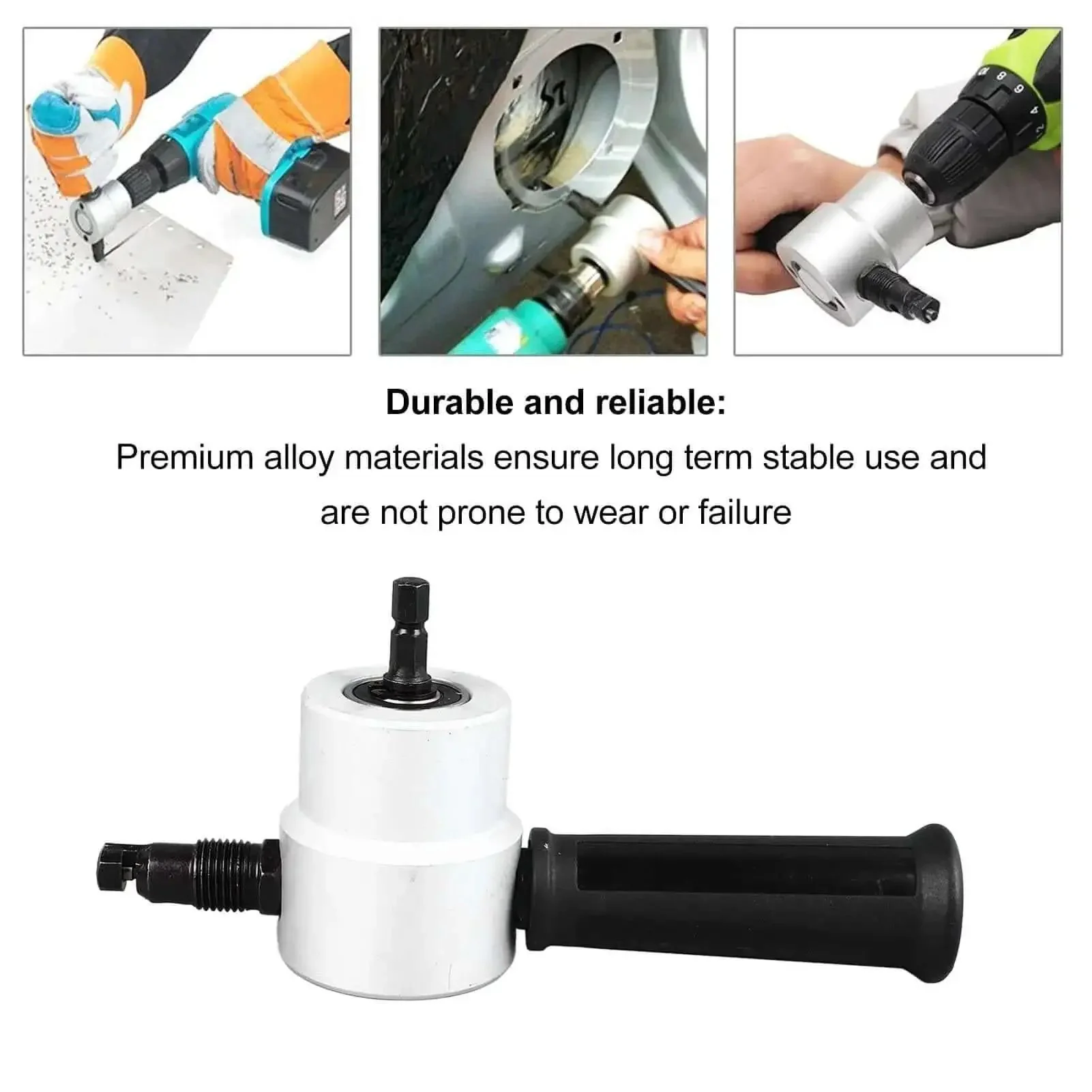 Double Head Metal Sheet Cutter Attachment For Drill Pro Grade 360 Degree Adjustable Nibbler Tool Cuts Iron Stainless Steel Copper Aluminum Plate No Burr Smooth Finish Durable Alloy - Image 9