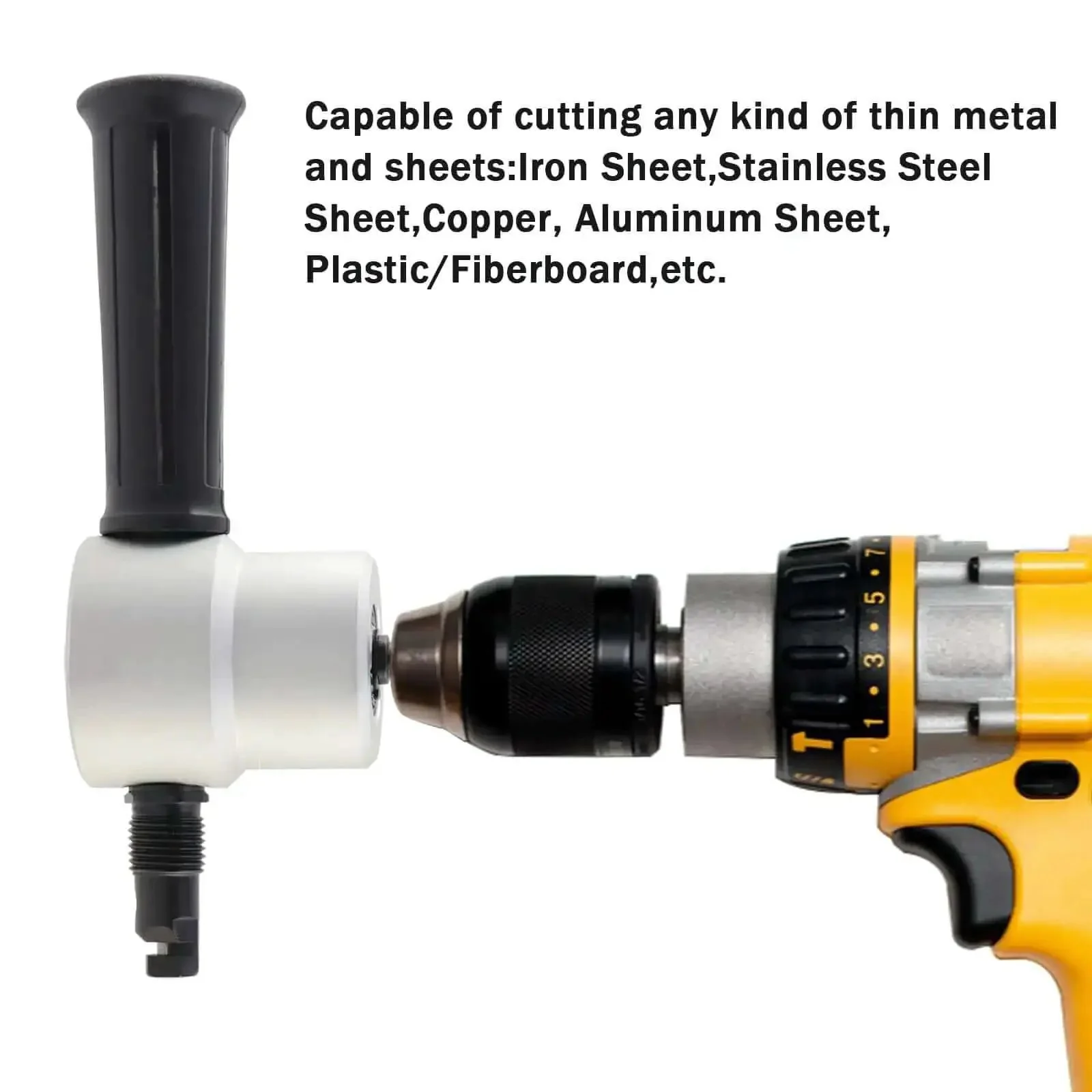 Double Head Metal Sheet Nibbler Cutter For Drill Attachments And Hole Saw Bits, DIY Friendly Paperboard Package Included, Cuts Brass Aluminum Stainless Steel, 7.4mm Cutting Diameter, 27mm Shank, Wrench Included - Image 6