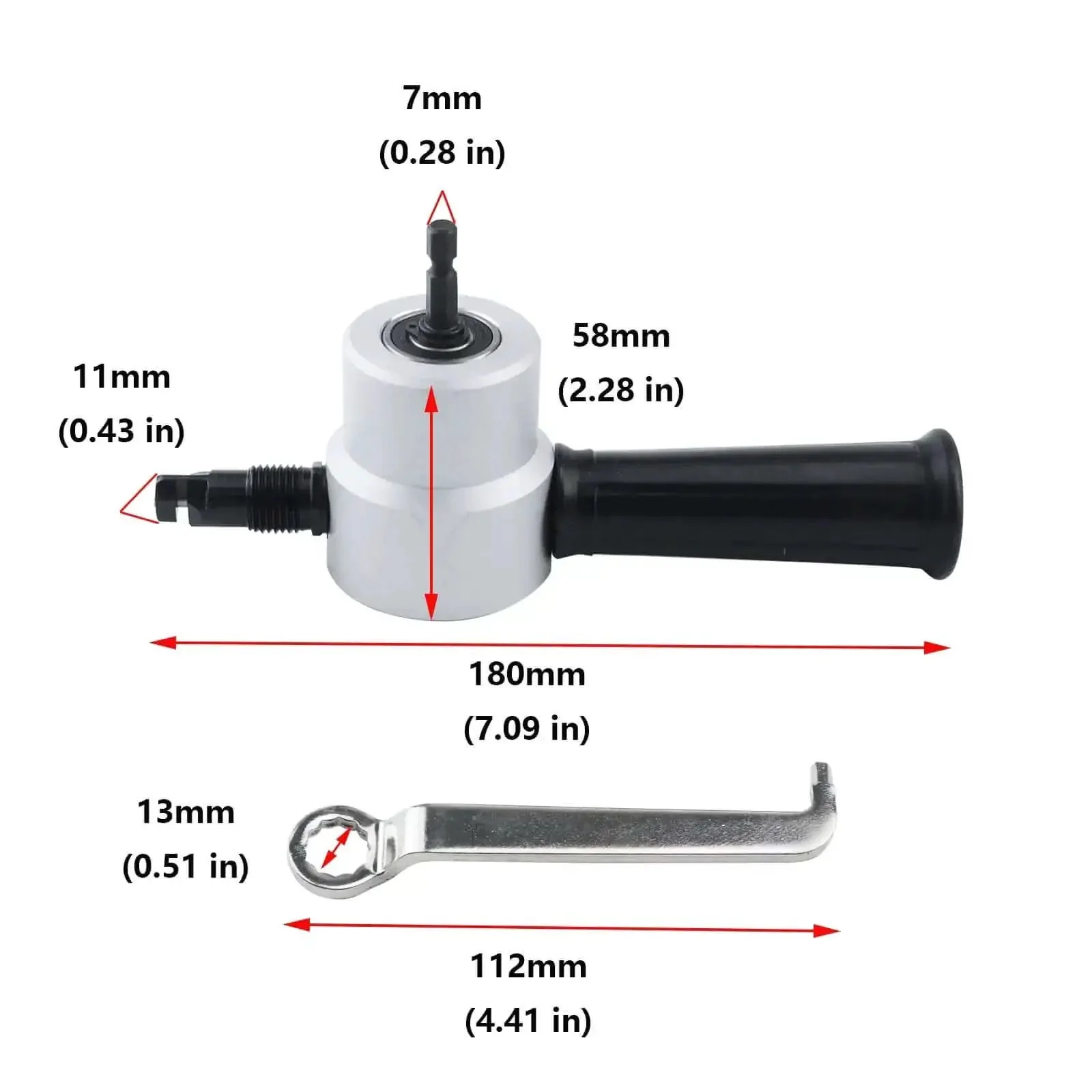 Double Head Metal Sheet Nibbler Cutter For Drill Attachments And Hole Saw Bits, DIY Friendly Paperboard Package Included, Cuts Brass Aluminum Stainless Steel, 7.4mm Cutting Diameter, 27mm Shank, Wrench Included - Image 7