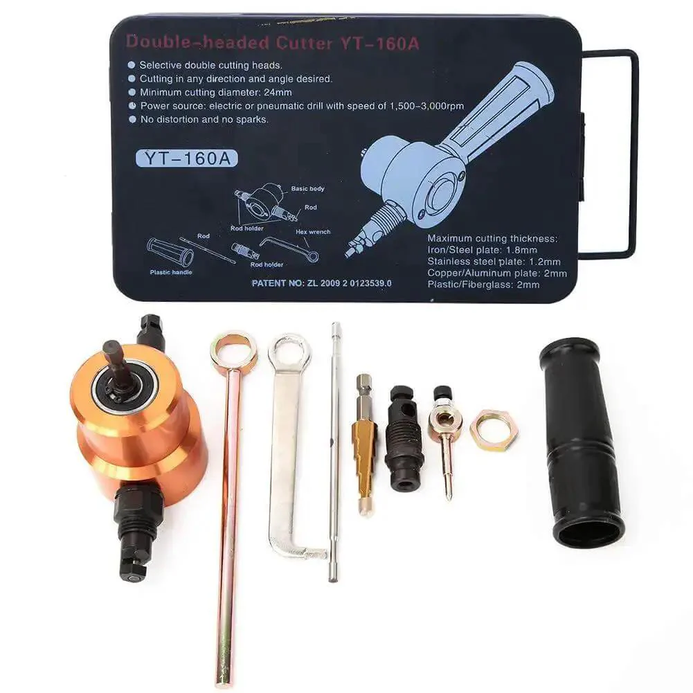 Double Head Nibbler Drill Attachment With 360 Degree Cutting Head For Sheet Metal, A Versatile Cutter That Lets You Cut Straight Lines, Curves, And Circles, Ideal For Car And Home Maintenance Projects - Image 7