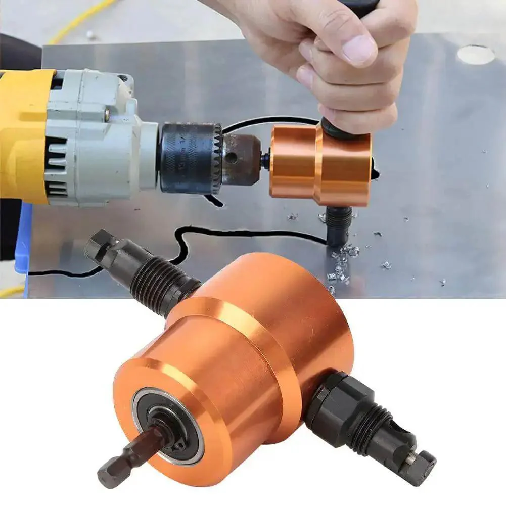 Double Head Nibbler Drill Attachment With 360 Degree Cutting Head For Sheet Metal, A Versatile Cutter That Lets You Cut Straight Lines, Curves, And Circles, Ideal For Car And Home Maintenance Projects - Image 8