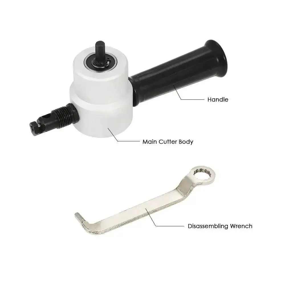 Double Head Nibbler For Metal Cutting, 360 Degree Adjustable Sheet Metal Cutter, Drill Attachment, Curved And Straight Cutting, Ergonomic Handle, Compact And Efficient Power Tool Accessory - Image 3