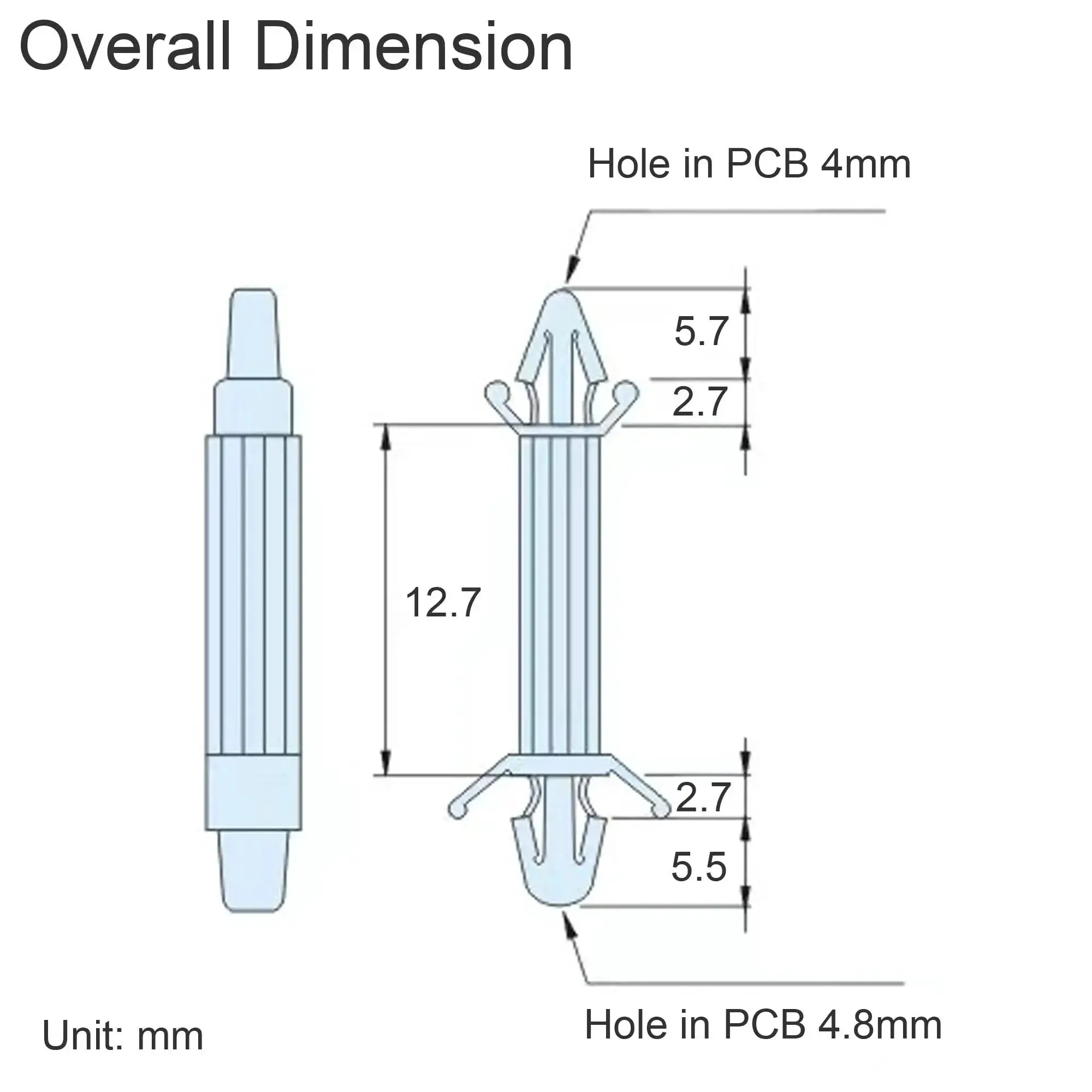Double Head PCB Spacer With Reverse Locking Aircraft Style Nylon Insulation Bracket For 12.7mm Height, 4mm And 4.8mm Hole Fits, Tool Free Installation, Pack Of 50 - Image 5