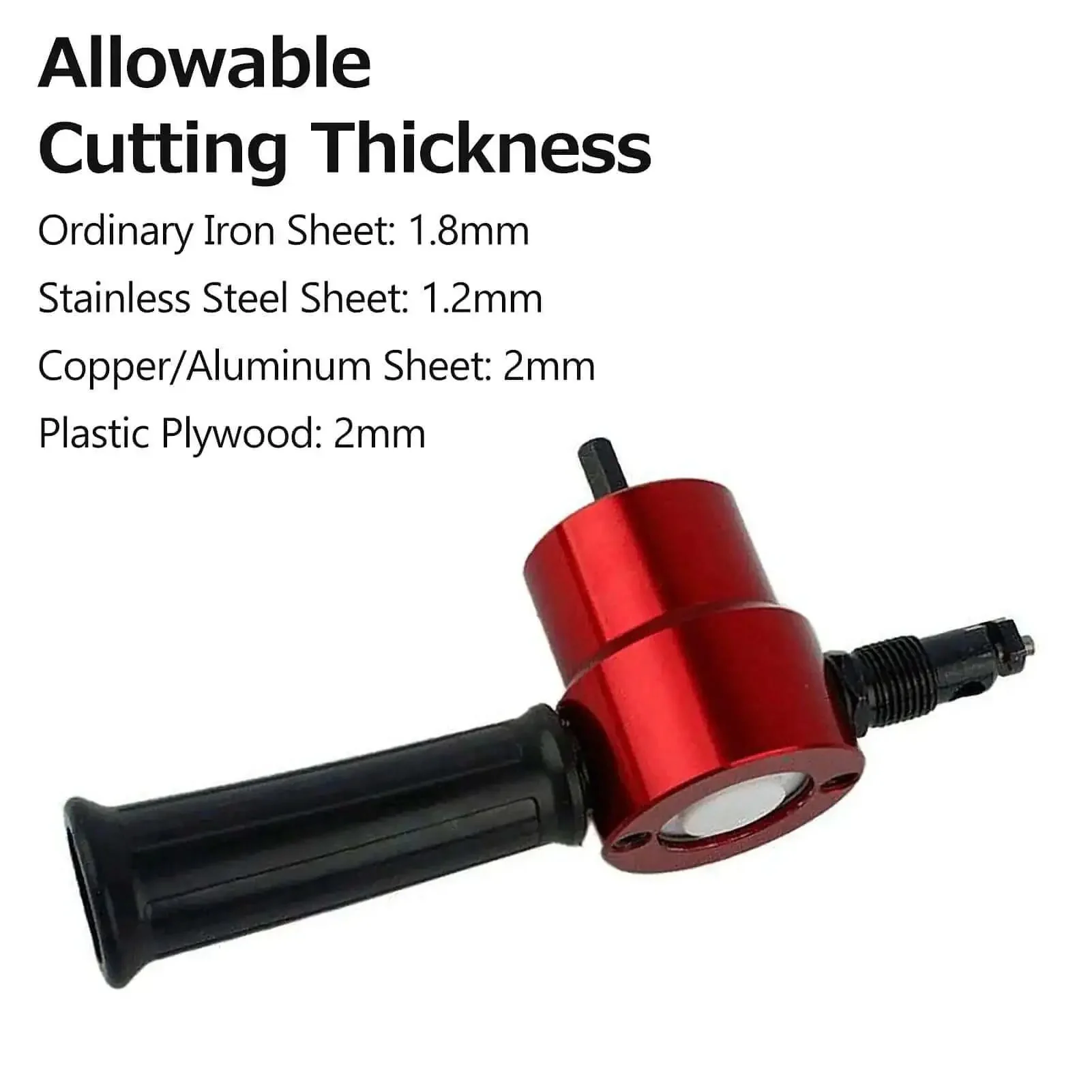 Double Head Sheet Metal Cutter Drill Attachment With 360 Degree Rotating Heavy Duty Nibbler For Straight Line Curve And Circle Cutting Kit Red Works With 8mm Electric Or Pneumatic Drill 1500 To 3000 RPM Minimum Cutting Radius 12mm - Image 9