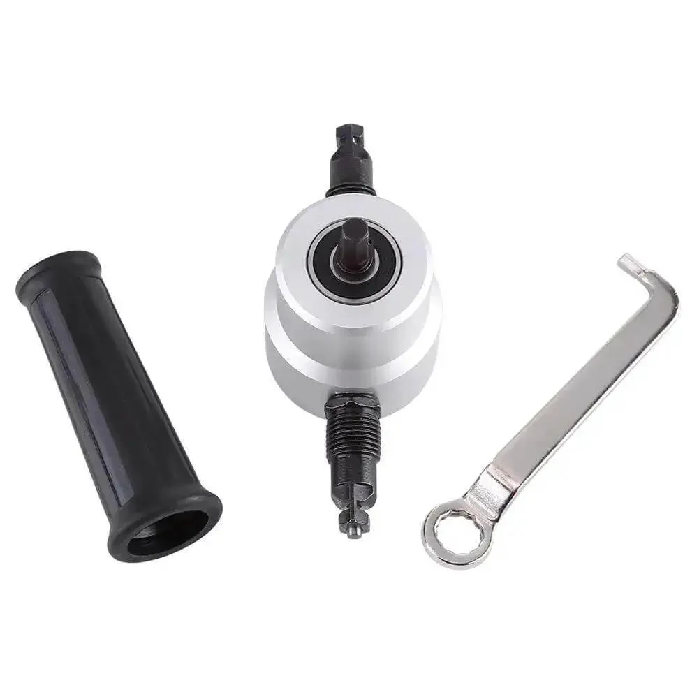 Double Head Sheet Metal Cutter For Electric Drill Attachment Nibbler Tool Kit Cuts Steel Copper Aluminum Stainless With 360 Degree Adjustable Cutting And Quick Flip Heads For Efficient Smooth Metal Fabrication - Image 6