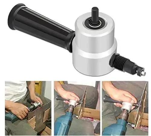 Double Head Sheet Metal Nibbler Saw Cutter For Electric Drill Attachment With Wrench And Extra Nibbler Parts For Steel Aluminum Iron Plastics Or More, 360 Degree Adjustable Head, Ergonomic Grip, Lightweight And Handy For DIYers - Image 3