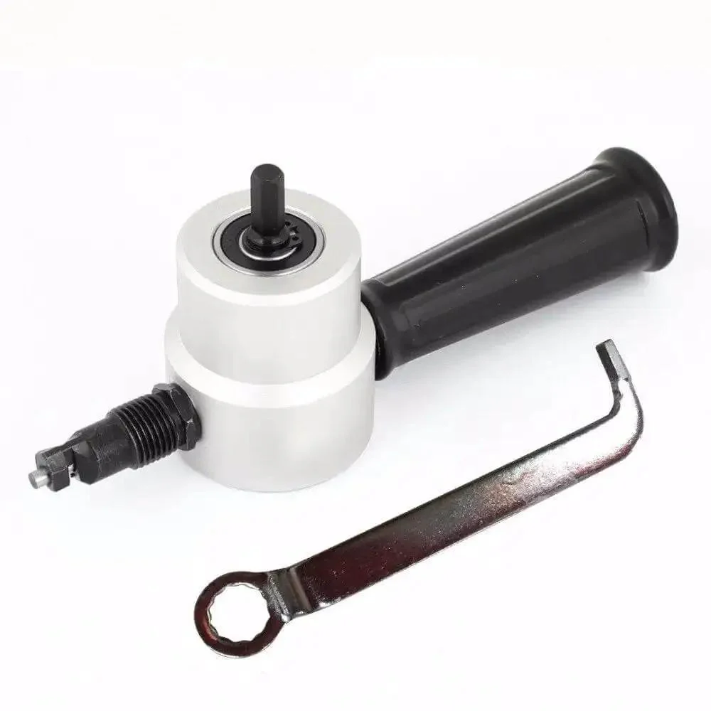 Double Head Sheet Metal Nibbler Saw Cutter For Electric Drill Attachment With Wrench And Extra Nibbler Parts For Steel Aluminum Iron Plastics Or More, 360 Degree Adjustable Head, Ergonomic Grip, Lightweight And Handy For DIYers - Image 4