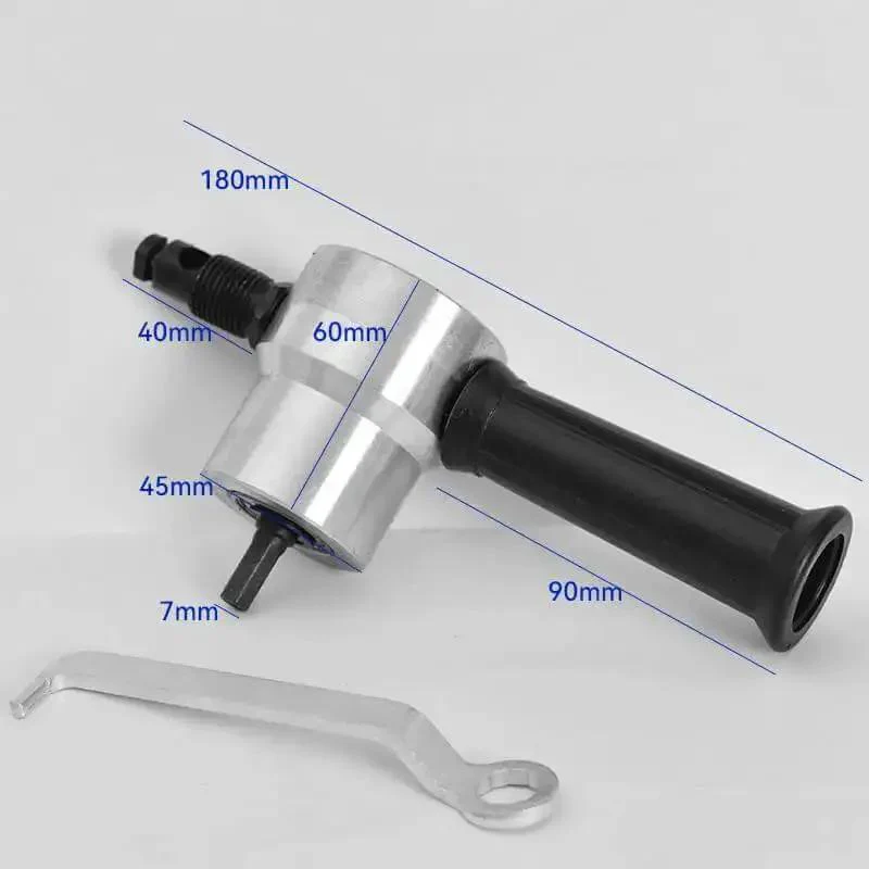 Double Head Sheet Metal Nibbler Saw Cutter Power Drill Attachment For Straight And Curve Cuts, Ergonomic Handle, 360 Degree Adjustable, Compact And DIY Friendly, Easy To Use, Labor Saving Tool For Car Repair And Metal Sheet Projects - Image 2