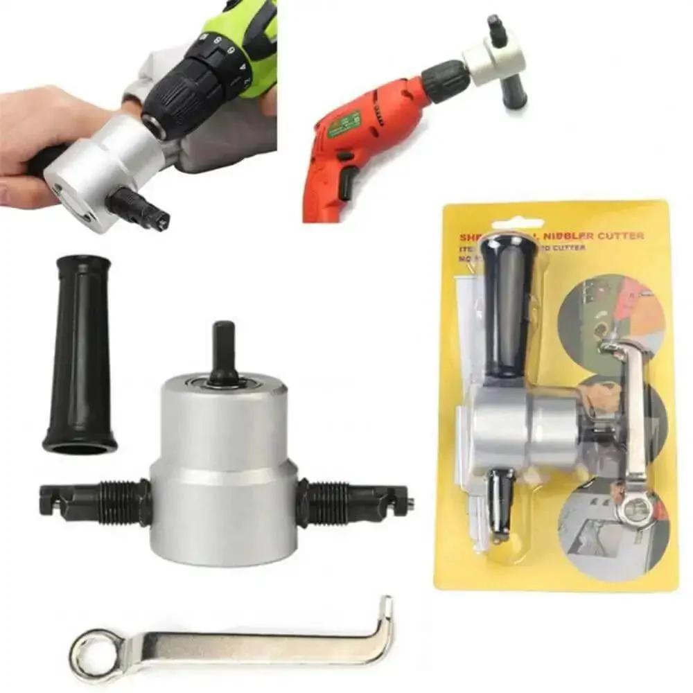 Double Head Sheet Metal Nibbler Saw Cutter Power Drill Attachment For Straight And Curve Cuts, Ergonomic Handle, 360 Degree Adjustable, Compact And DIY Friendly, Easy To Use, Labor Saving Tool For Car Repair And Metal Sheet Projects - Image 9