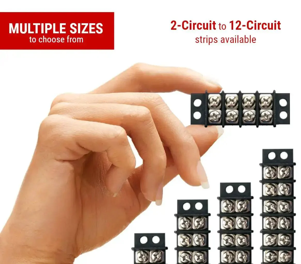 Double Row 12 Circuit Screw Terminal Block Junction Strip With Barrier 300V 20A Heavy Duty Tin Plated Brass Terminals And Nickel Plated Steel Screws For Industrial Electrical Electronic And Automotive Projects 2 Pack - Image 3