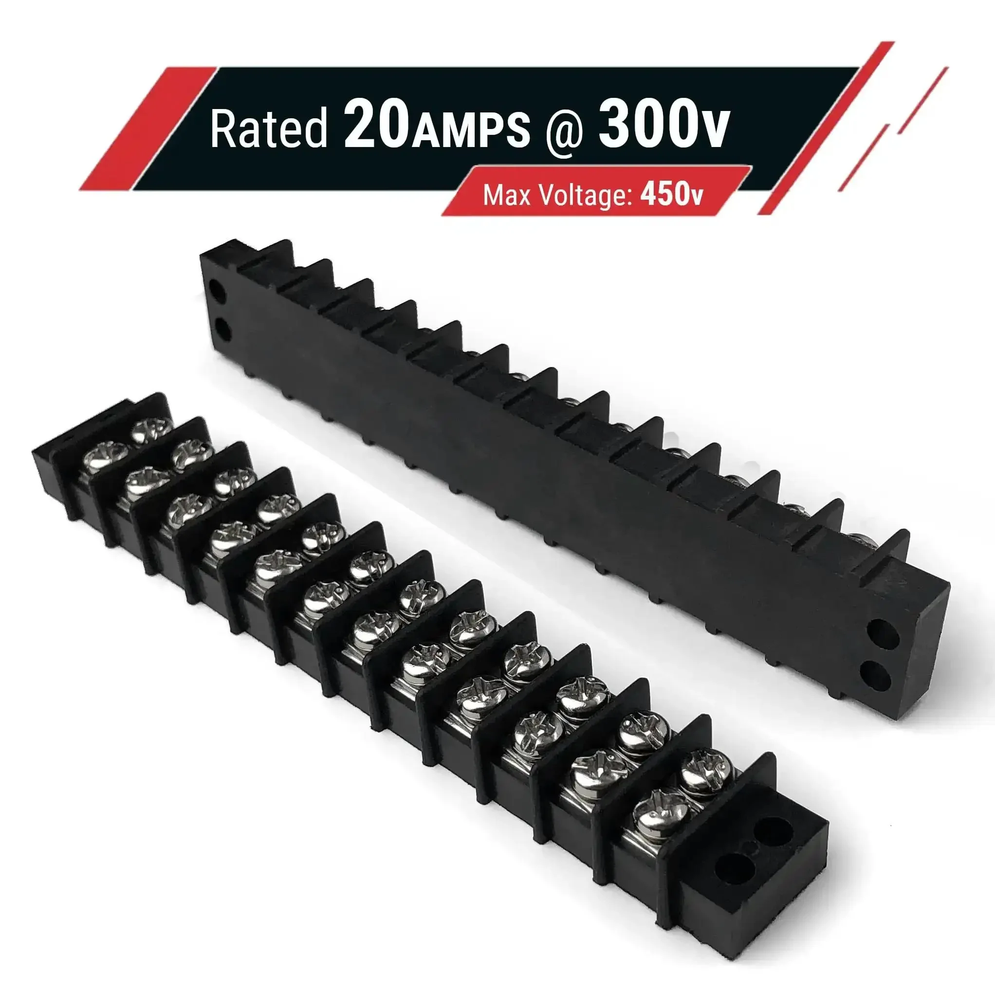 Double Row 12 Circuit Screw Terminal Block Junction Strip With Barrier 300V 20A Heavy Duty Tin Plated Brass Terminals And Nickel Plated Steel Screws For Industrial Electrical Electronic And Automotive Projects 2 Pack - Image 6
