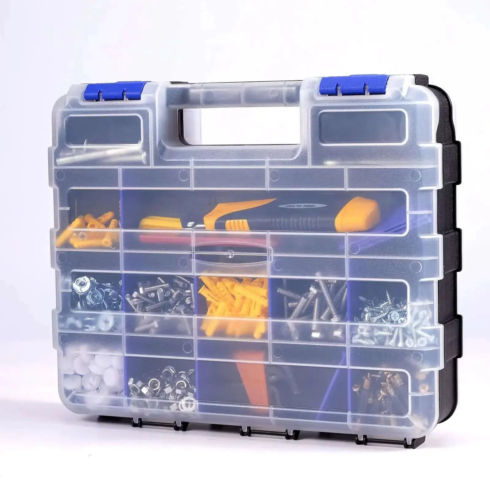 Double Side 34 Compartment Small Parts Organizer Box With Removable Dividers For Screws Nuts Bolts Nails Hardware Tools And Craft Supplies Heavy Duty Storage Case Ideal For Home Garage Workshop Two Pack - Image 2