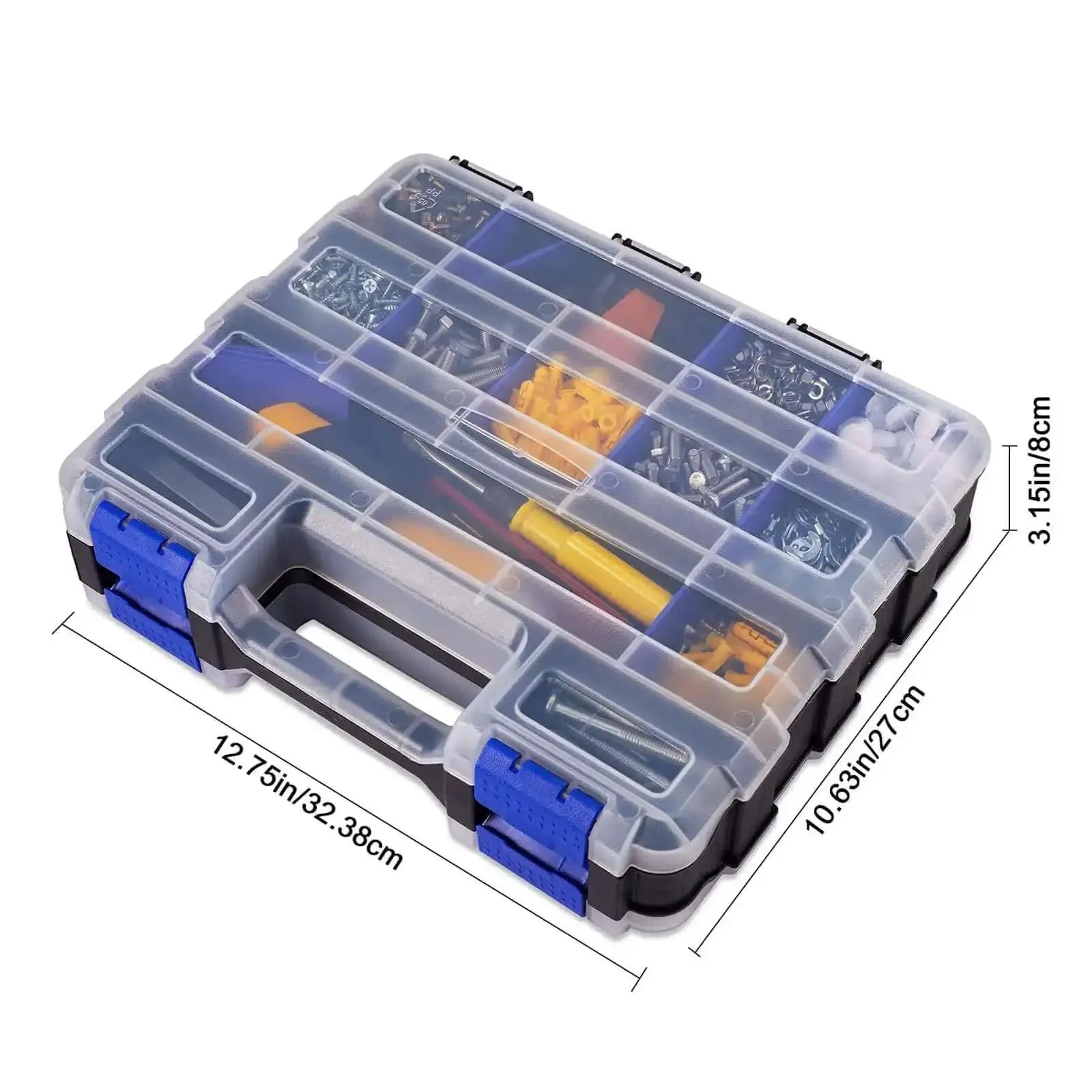 Double Side 34 Compartment Small Parts Organizer Box With Removable Dividers For Screws Nuts Bolts Nails Hardware Tools And Craft Supplies Heavy Duty Storage Case Ideal For Home Garage Workshop Two Pack - Image 3