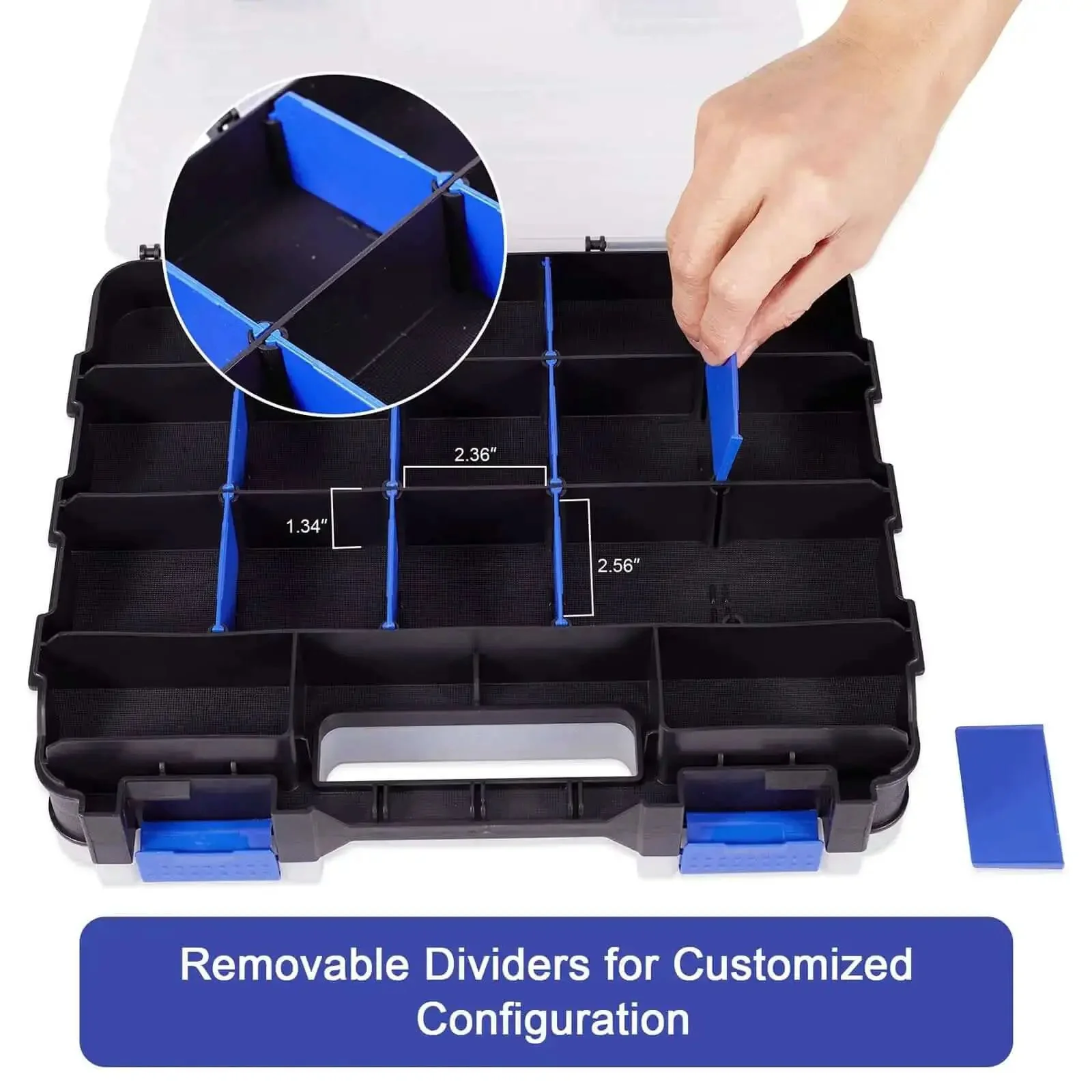 Double Side 34 Compartment Small Parts Organizer Box With Removable Dividers For Screws Nuts Bolts Nails Hardware Tools And Craft Supplies Heavy Duty Storage Case Ideal For Home Garage Workshop Two Pack - Image 4