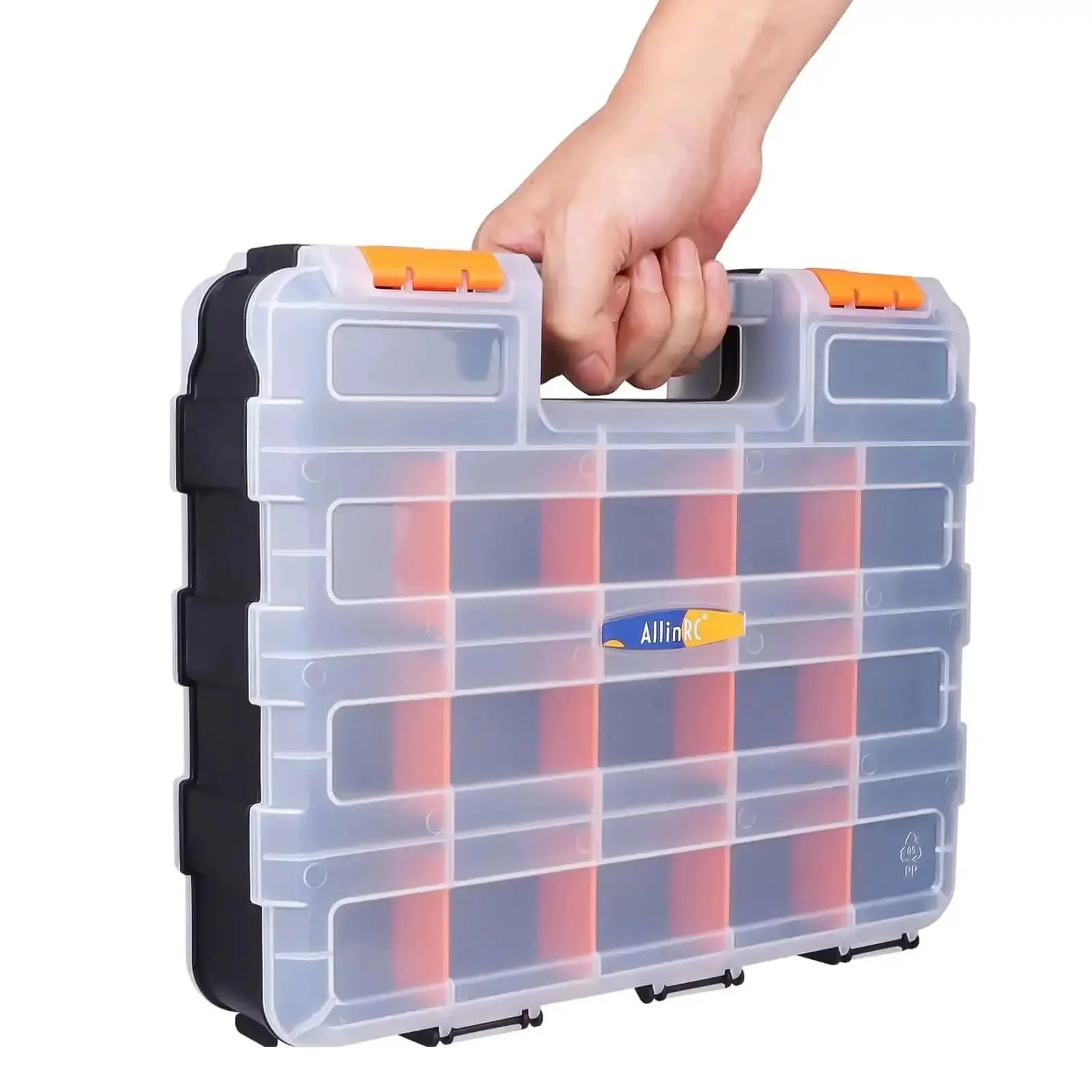 Double Sided Parts Organizer With Removable Dividers, 34 Compartment Storage Bins For Hardware, Screws, Nuts, Bolts, Washers, Nails, Fasteners And Small Tools, Grab-And-Go Garage Box For Quick Access - Image 2