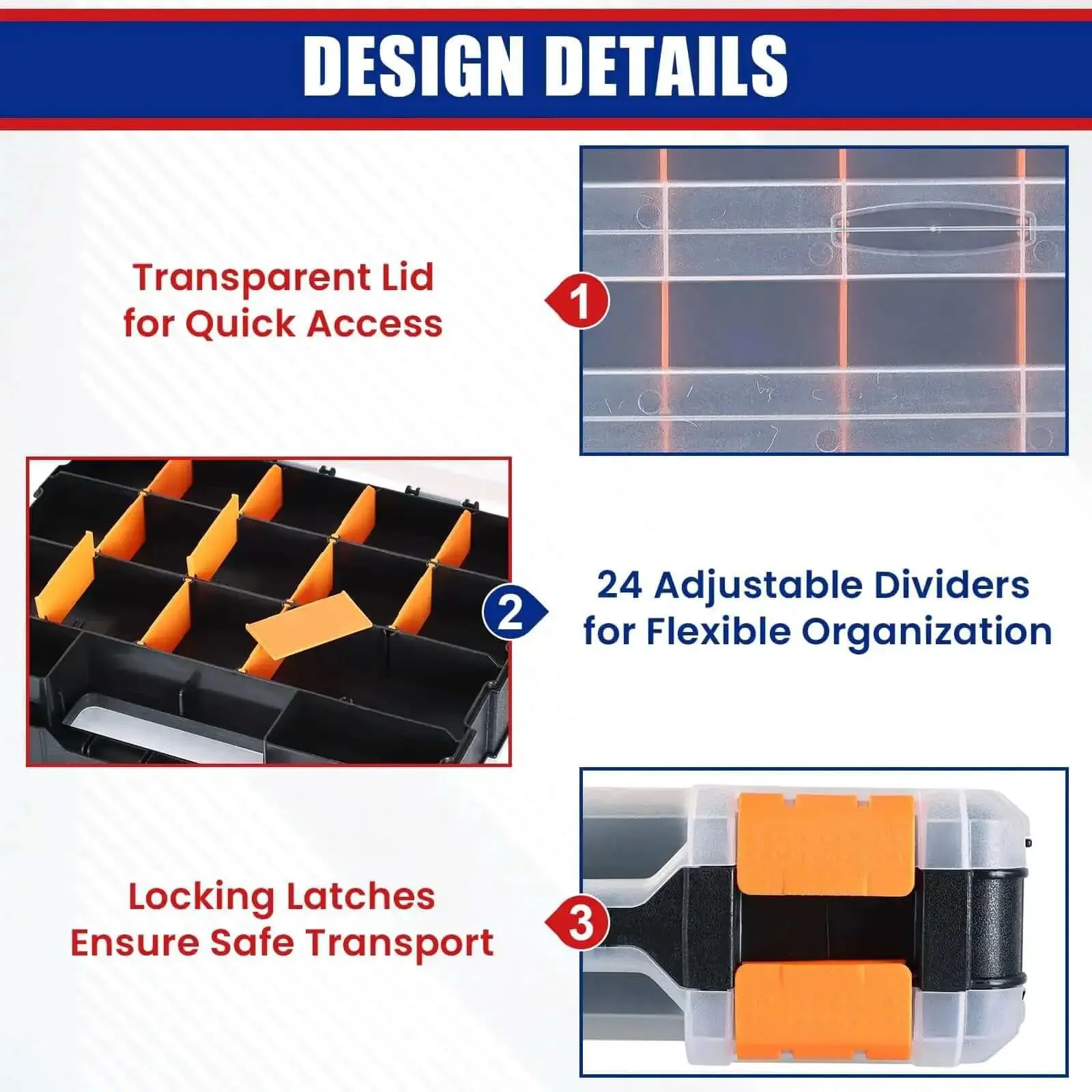 Double Sided Small Parts Organizer Box With 34 Compartments And Removable Dividers For Screws Nuts Bolts Nails Hardware Tools Crafts Tackle 1 Pack Pro Grade Heavy Duty - Image 5