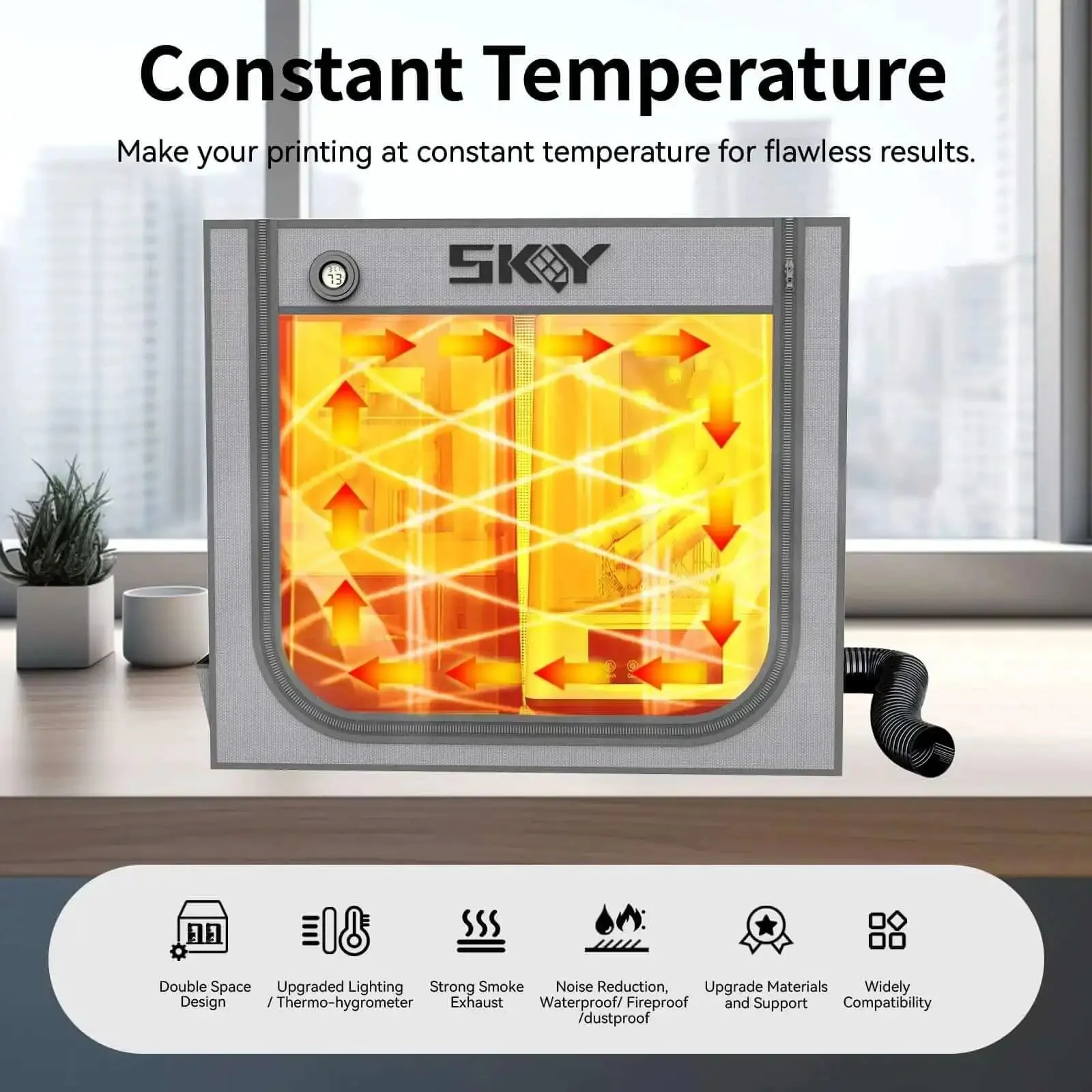 Double Space Resin 3D Enclosure With Ventilation Kit And LED Light For LCD Resin UV Printers Vented Tent Cover Iron Frame To Cut Odors And Noise Large 33 x 18.9 x 28.7 Inch Enclosure - Image 8