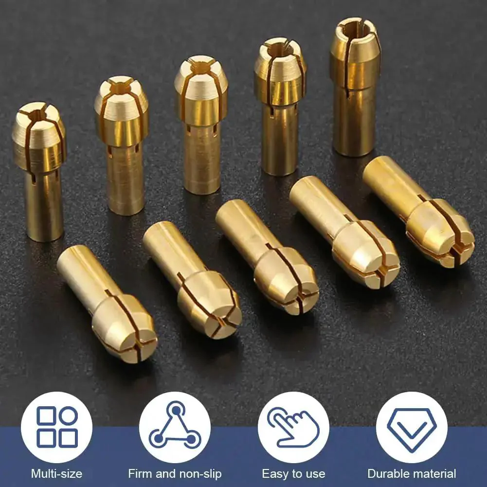 Drill Chuck Collet Set For Dremel Tools, 28 Piece Kit With 2 British 3 Jaw 4486 Chucks, 1/32 To 1/8 Inch Collets In 10 Sizes, 20 Brass Collets, Quick Change Adapter, Wrenches, And Handy Nuts For Pro Grade DIY Projects - Image 5