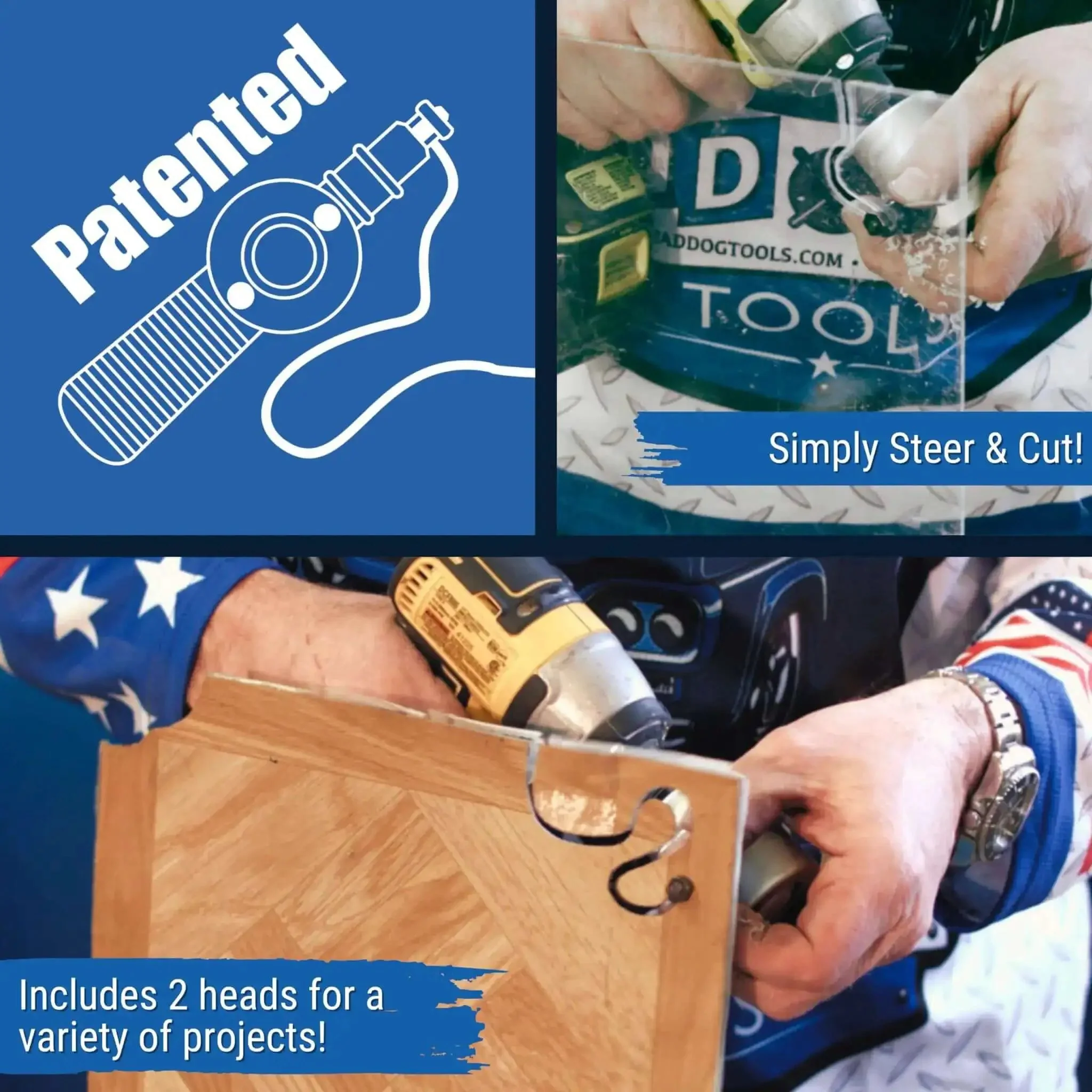 Drill Mounted Dual Head Nibbler Attachment With Steerable Heads For Precision Sheet Metal Cuts, Shop Ready Pro Grade Kit Includes Two 2 Inch Steerable Heads, HSS Blades, Spare Blades, Cutting Head, Set Screws And Combo Wrench - Image 6