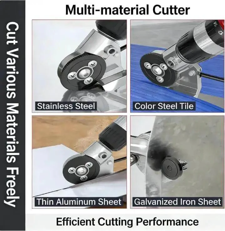 Drill Nibbler Sheet Metal Cutter Attachment For Electric Drills Plate Cutter For Aluminum Steel Copper Iron Pro Grade Heavy Duty Titanium Alloy Tool With Adapter Cuts Metal Up To 0.8mm Thick Easy High Precision Metalworking - Image 2