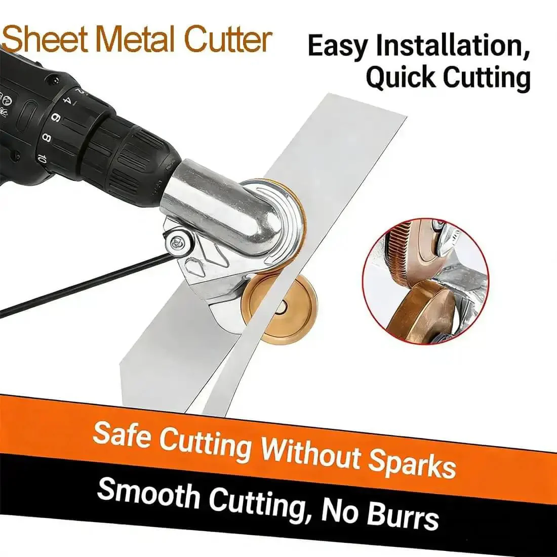 Drill Nibbler Sheet Metal Cutter Attachment For Electric Drills Plate Cutter For Aluminum Steel Copper Iron Pro Grade Heavy Duty Titanium Alloy Tool With Adapter Cuts Metal Up To 0.8mm Thick Easy High Precision Metalworking - Image 4