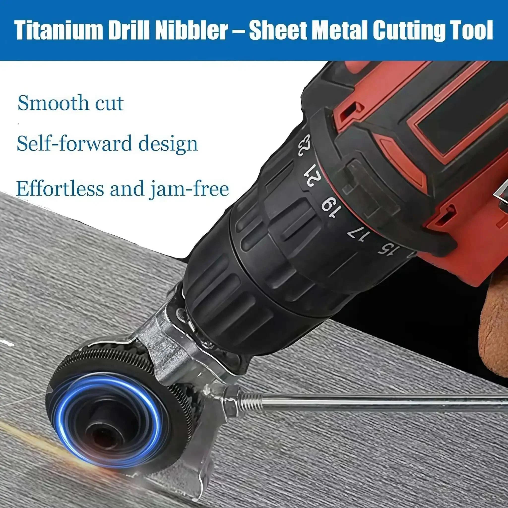 Drill Nibbler Sheet Metal Cutting Tool Attachment With Adapter For Cutting Iron, Steel, Copper, Aluminum And White Sheet Metal Turn Your Drill Into A Pro Level Metal Cutter For Burr Free, Smooth Cuts - Image 6