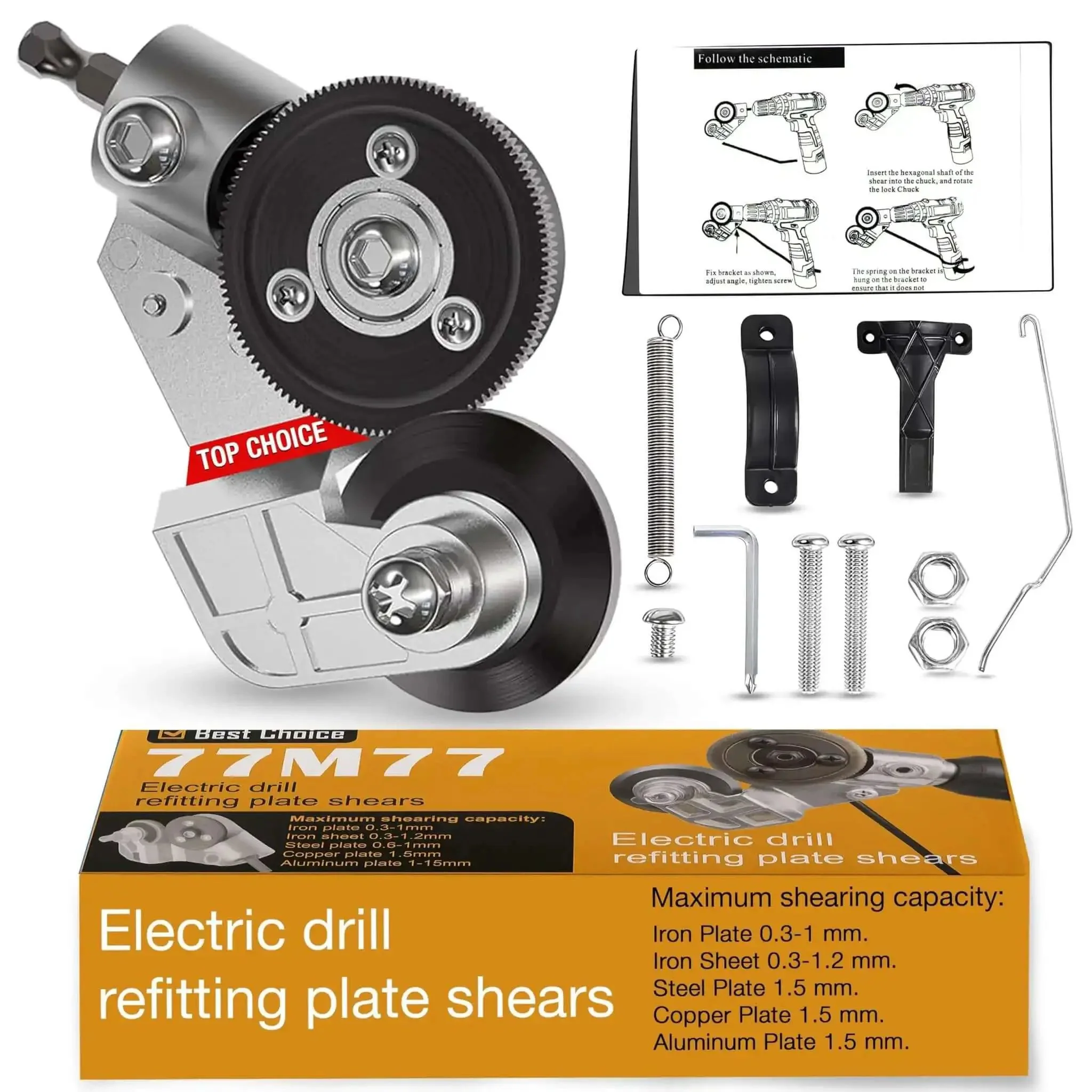 Drill Powered Sheet Metal Nibbler Attachment For Steel, Aluminum, Copper And Iron, Turns Your Drill Into A Beast Of A Cutting Machine With Clean Smooth Cuts, Easy Control, Sparks Free DIY Tool For Metalwork - Image 2