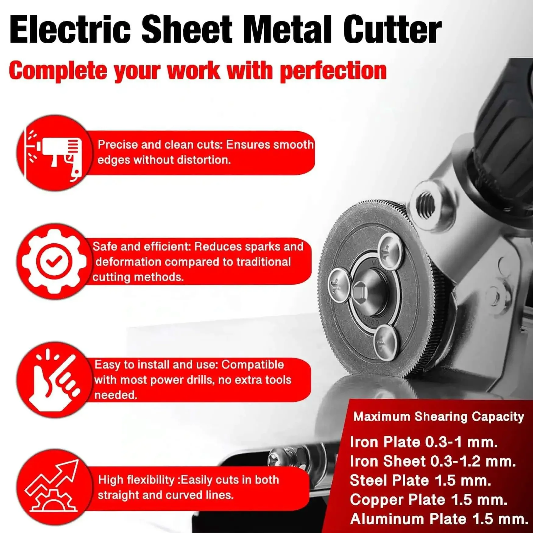 Drill Powered Sheet Metal Nibbler Attachment For Steel, Aluminum, Copper And Iron, Turns Your Drill Into A Beast Of A Cutting Machine With Clean Smooth Cuts, Easy Control, Sparks Free DIY Tool For Metalwork - Image 5