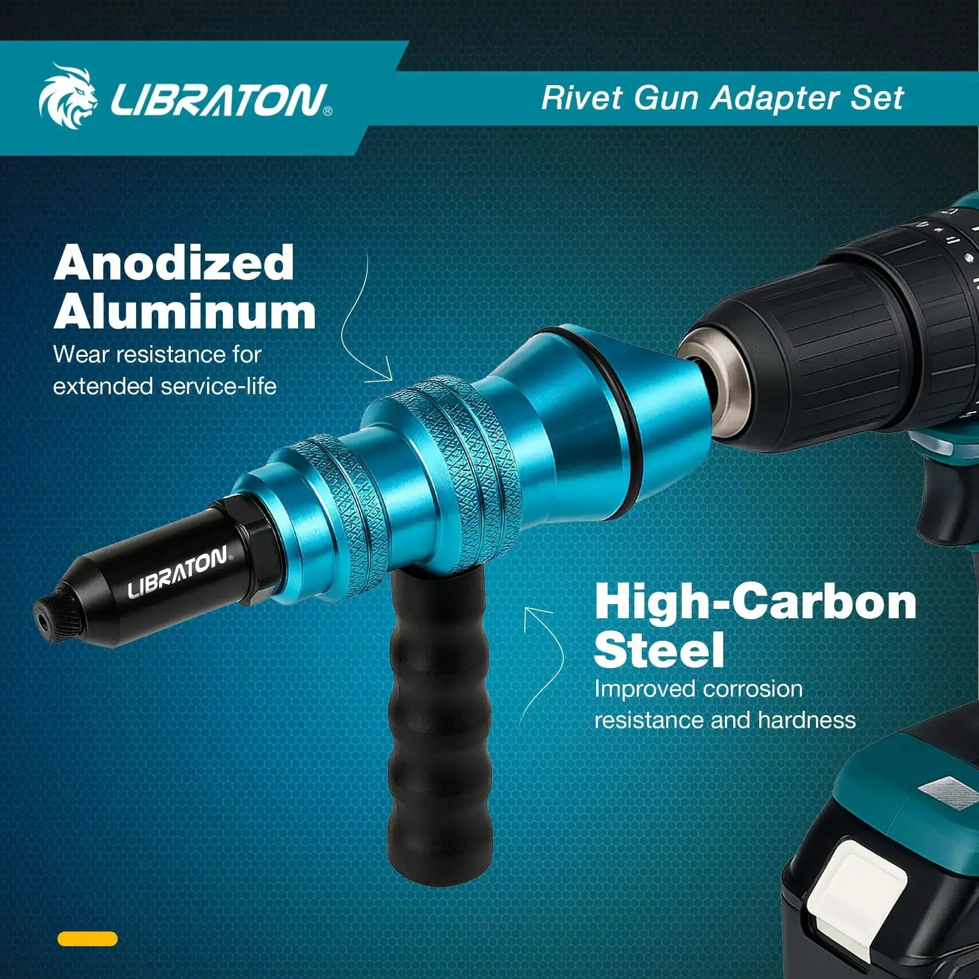 Drill To Rivet Gun Adapter For Electric Drill Turn Your Drill Into A Pop Riveter With A Grip And Vertical Handle No Pneumatic Tool Needed DIY Friendly Fits Three Thirty Second One Eighth Five Thirty Second And Three Sixteenth Inch Rivets - Image 5