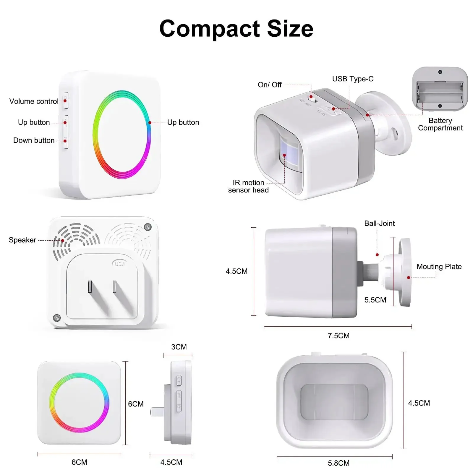 Driveway Alarm With Motion Sensor Door Chime 58 Melodies And 500 Feet Range Smart Detection That Stops False Ringing No Fuss Setup For Home Or Small Office Perfect For Business Entry Alerts And Elderly Care Monitoring - Image 2