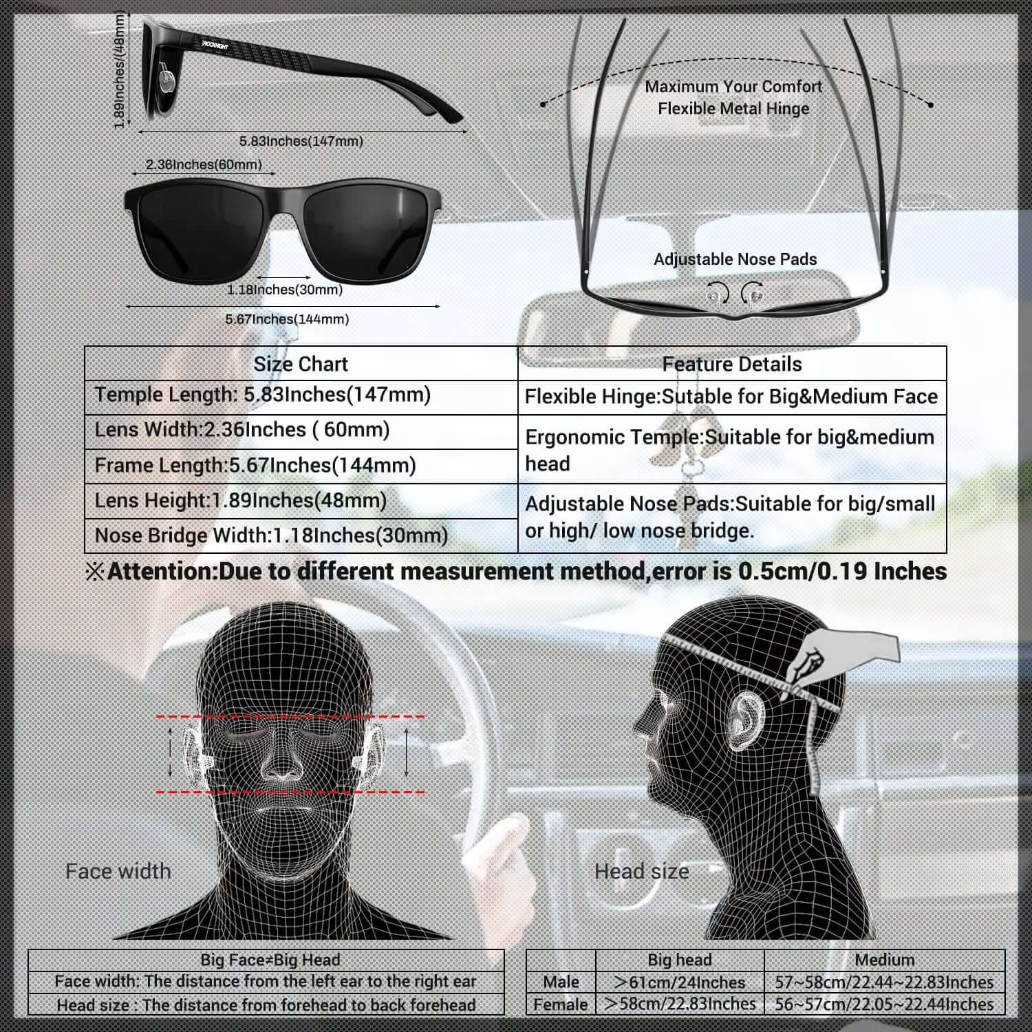 Driving Sunglasses For Men Dope Polarized UV400 Protection Metal Frame For Road Trips And Outdoor Adventures With Skin Friendly Adjustable Nose Pads And Anti Glare Lenses - Image 3