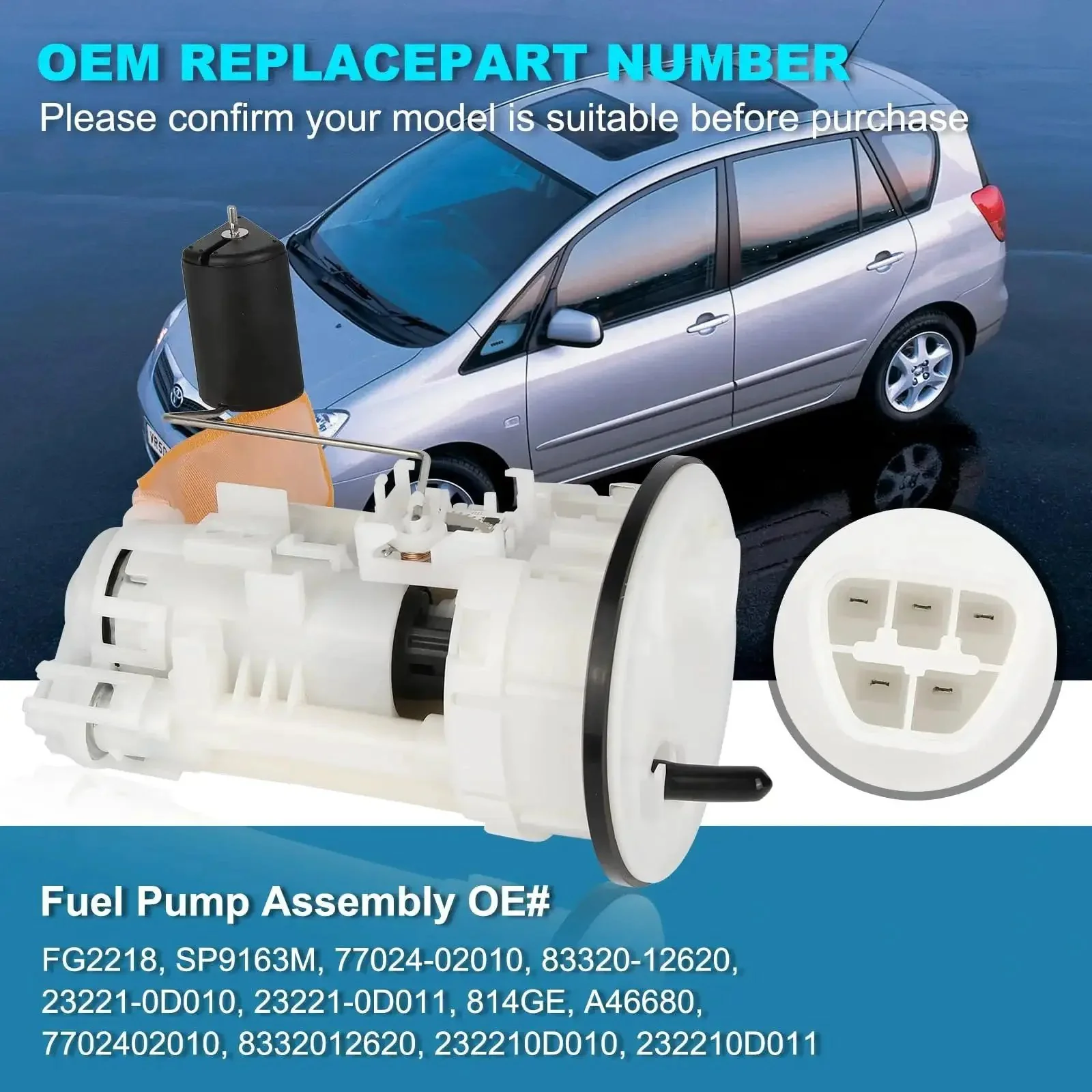 Drop-In Electric Fuel Pump Module Assembly For Toyota Corolla And Chevy Prizm 1998 1999 2000 2001 2002 1.8L L4 Gas Direct Fit Replacement OEM-Grade Fuel Pump Assembly Replaces FG2218 SP9163M 77024-02010 83320-12620 23221-0D010 - Image 7