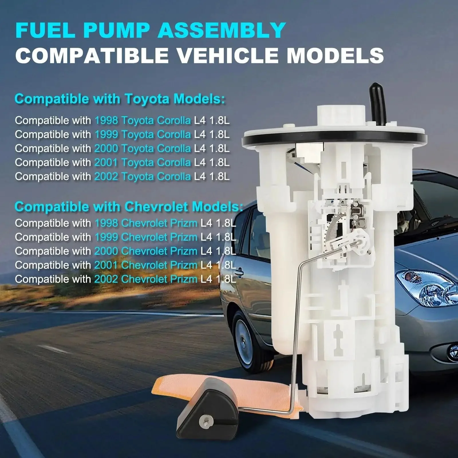 Drop-In Electric Fuel Pump Module Assembly For Toyota Corolla And Chevy Prizm 1998 1999 2000 2001 2002 1.8L L4 Gas Direct Fit Replacement OEM-Grade Fuel Pump Assembly Replaces FG2218 SP9163M 77024-02010 83320-12620 23221-0D010 - Image 8