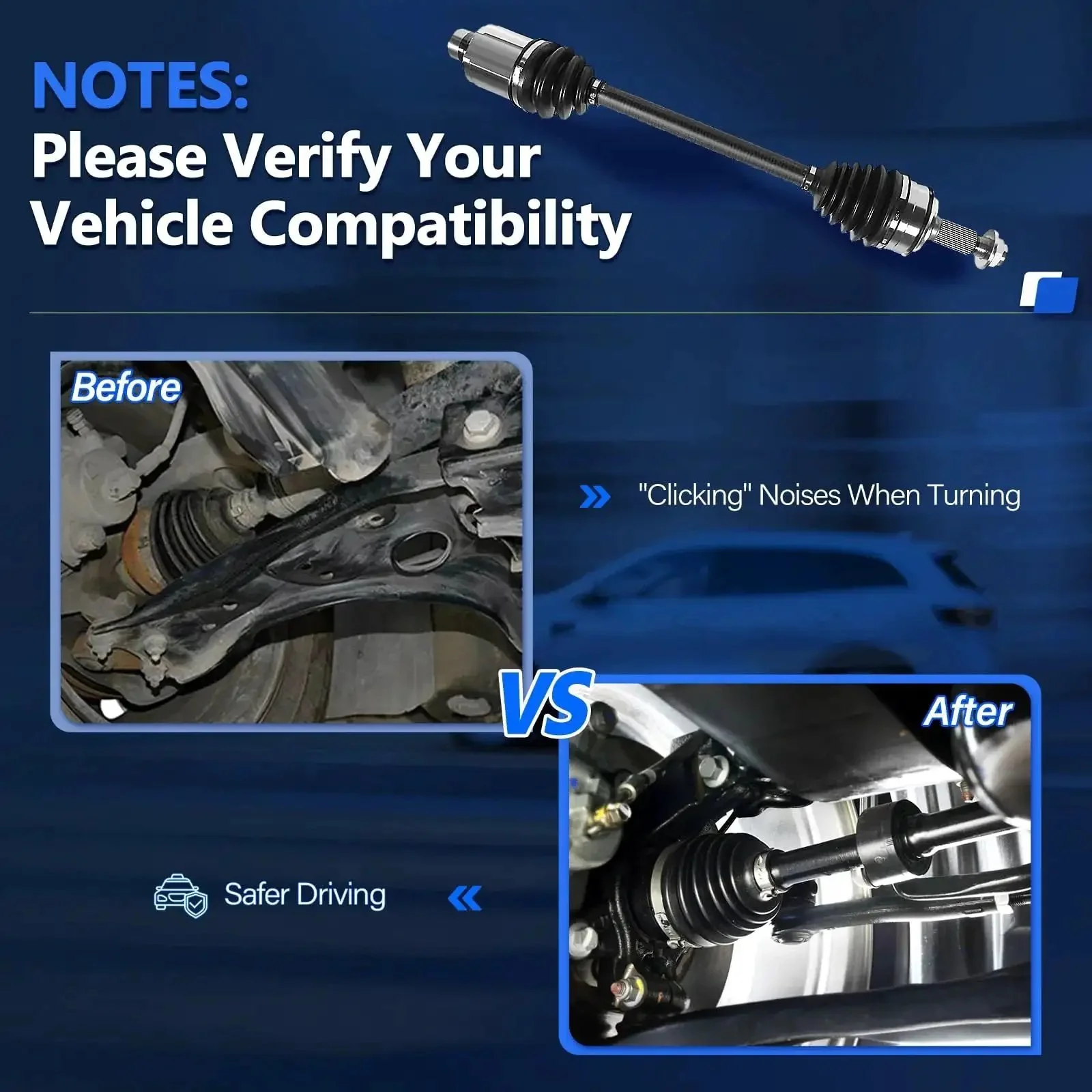 Drop In Ready CV Axle Front FWD For 2007 To 2013 Mazda 3 Automatic Transmission 2.0L 2.3L 2.5L CV Joint Axle Shaft Assembly Front Right Left Driver Passenger Side Sedan Hatchback - Image 5