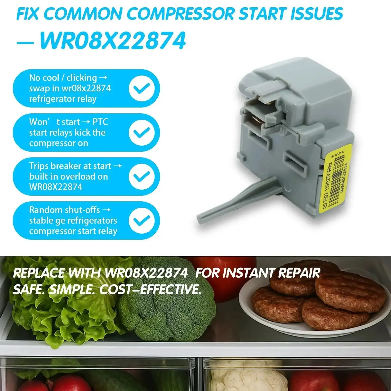Drop In Refrigerator Relay And Overload Start Kit For GE Hotpoint RCA Kenmore Fridges Replaces AP5970731 4454642 PS11701228 Restores Compressor Start With Easy Install Keeping Your Food Cold - Image 4