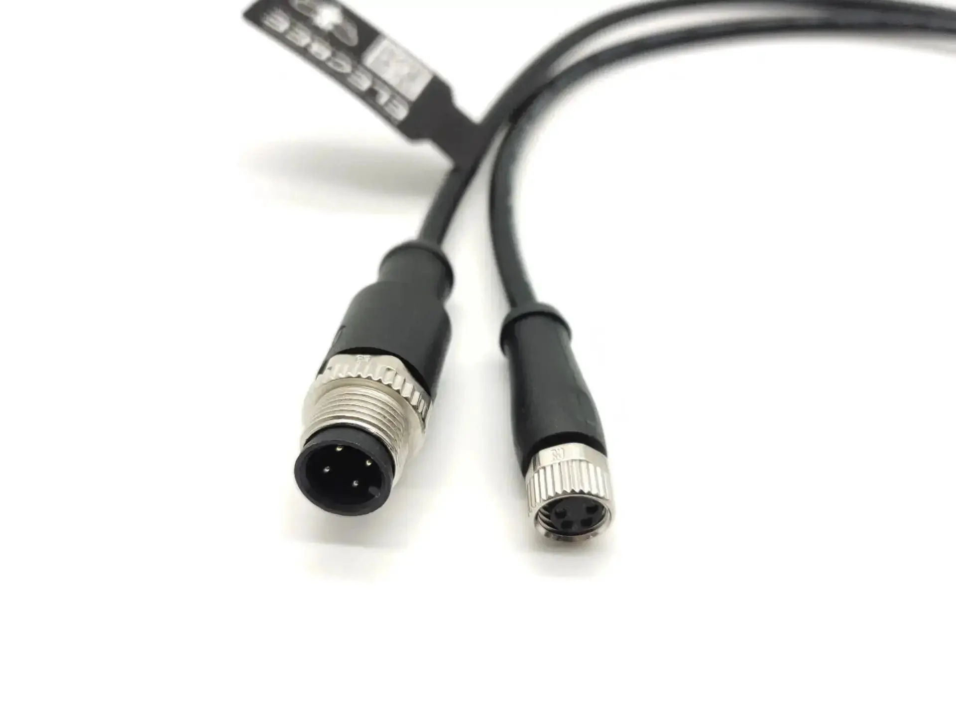 Dual End M12 to M8 Connector Cable, 4 Pin A Code Male to A Code Female, AWG22, Straight Molding PVC Waterproof Cable for Industrial Sensors and Automation, Aviation Grade Seal, Cable Assembly