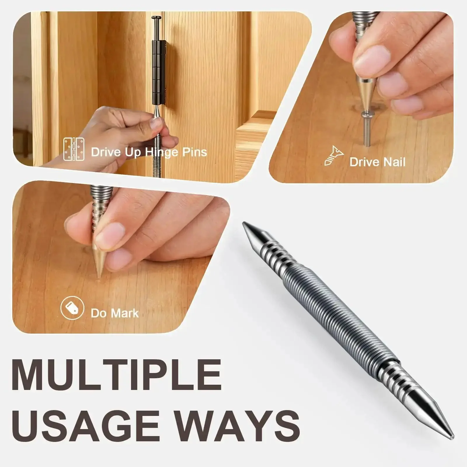 Dual Head Nail Setter With Spring Loaded One Thirty Second Inch And One Sixteenth Inch Sizes Hammerless Nail Punch Tool For Metal Or Wood 3500 PSI Counter Punch For Precise Nail Setting - Image 4